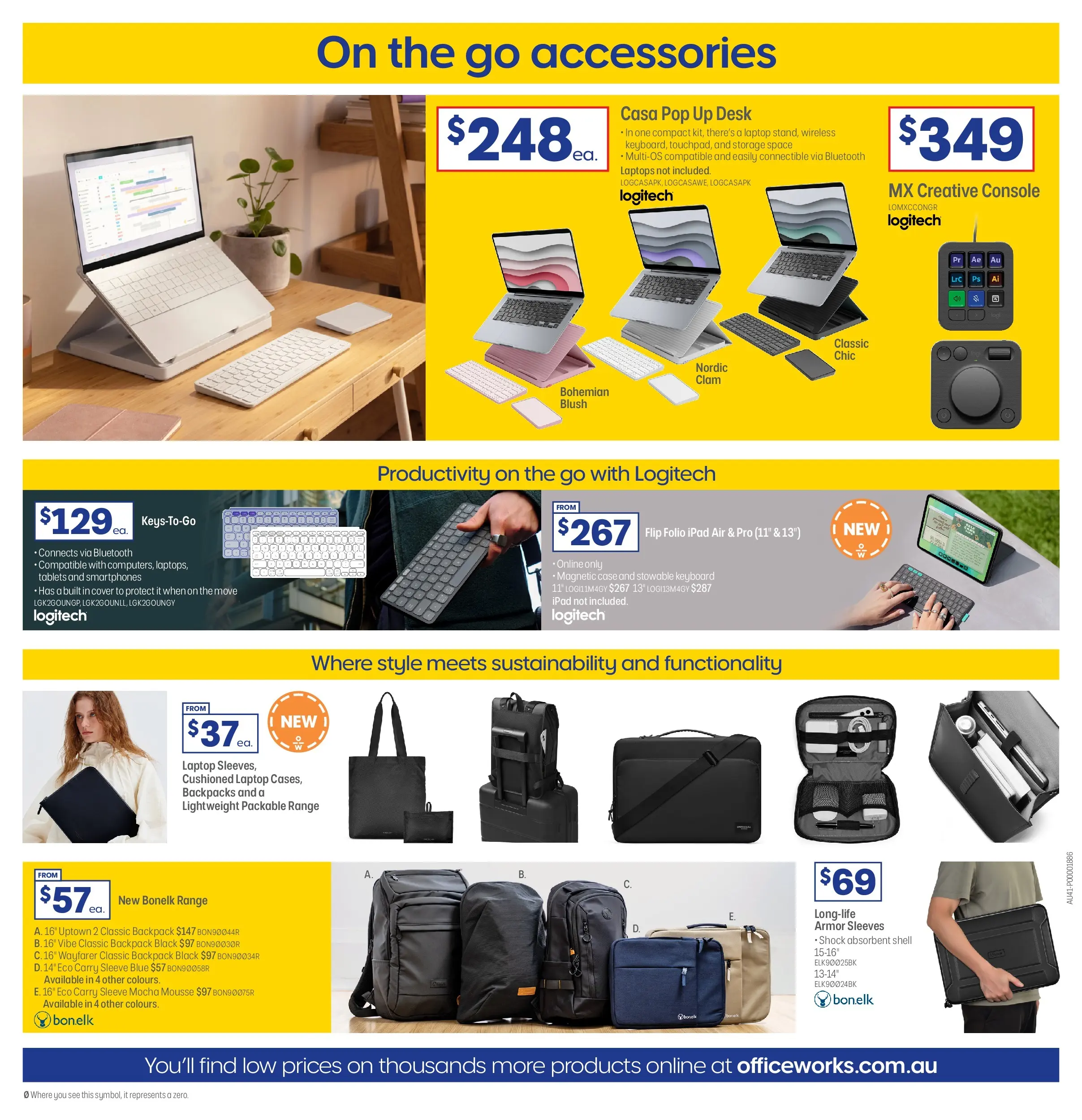 Officeworks - BYOD - 31/12/2025 > weekly / monthly specials | Page: 16 | Products: Desk, Backpack, Keyboard, Laptop