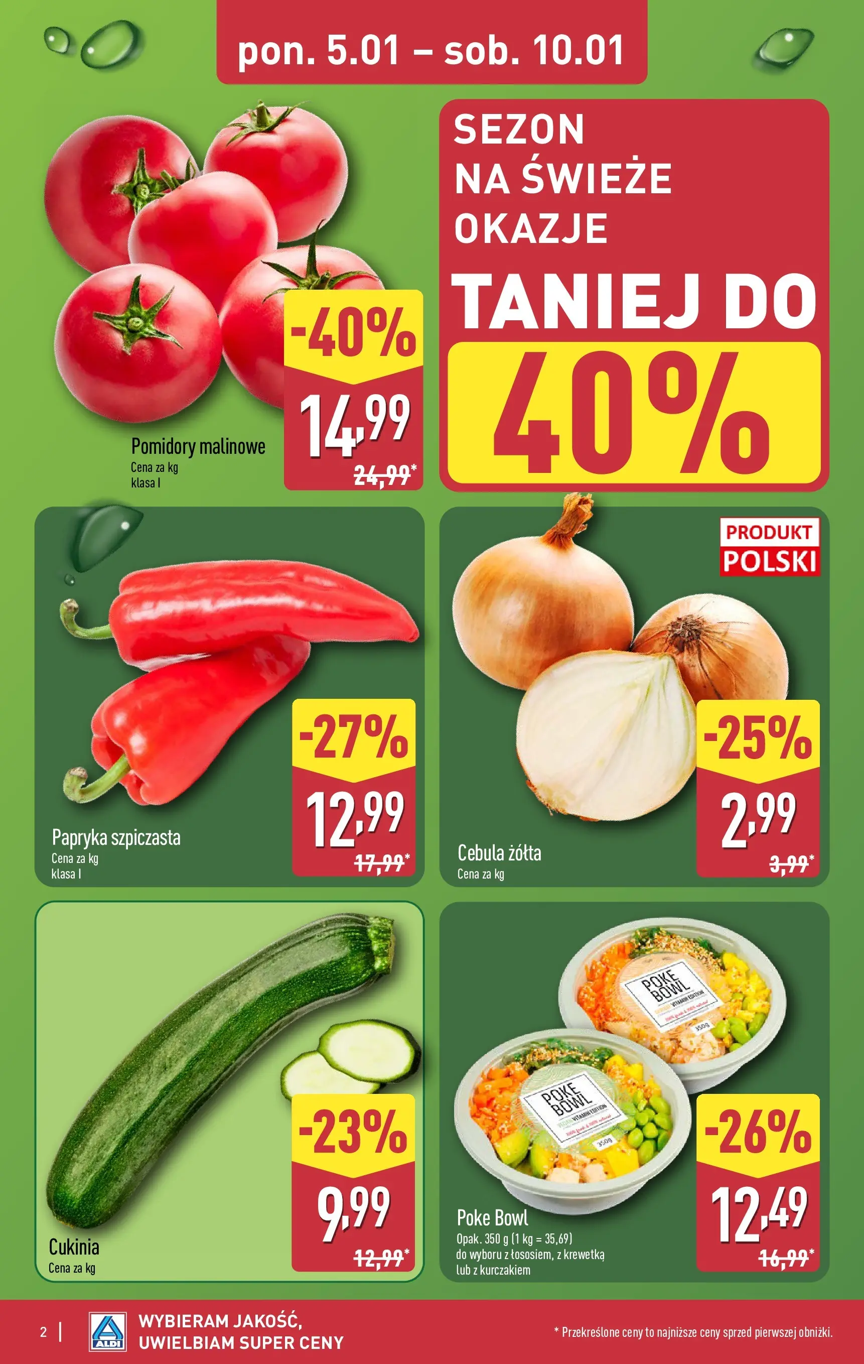 Aldi Gazetka od 05.01.2026 - Ulotka PDF, promocje | Strona: 2 | Produkty: Papryka, Pomidory malinowe, Cukinia, Pomidory