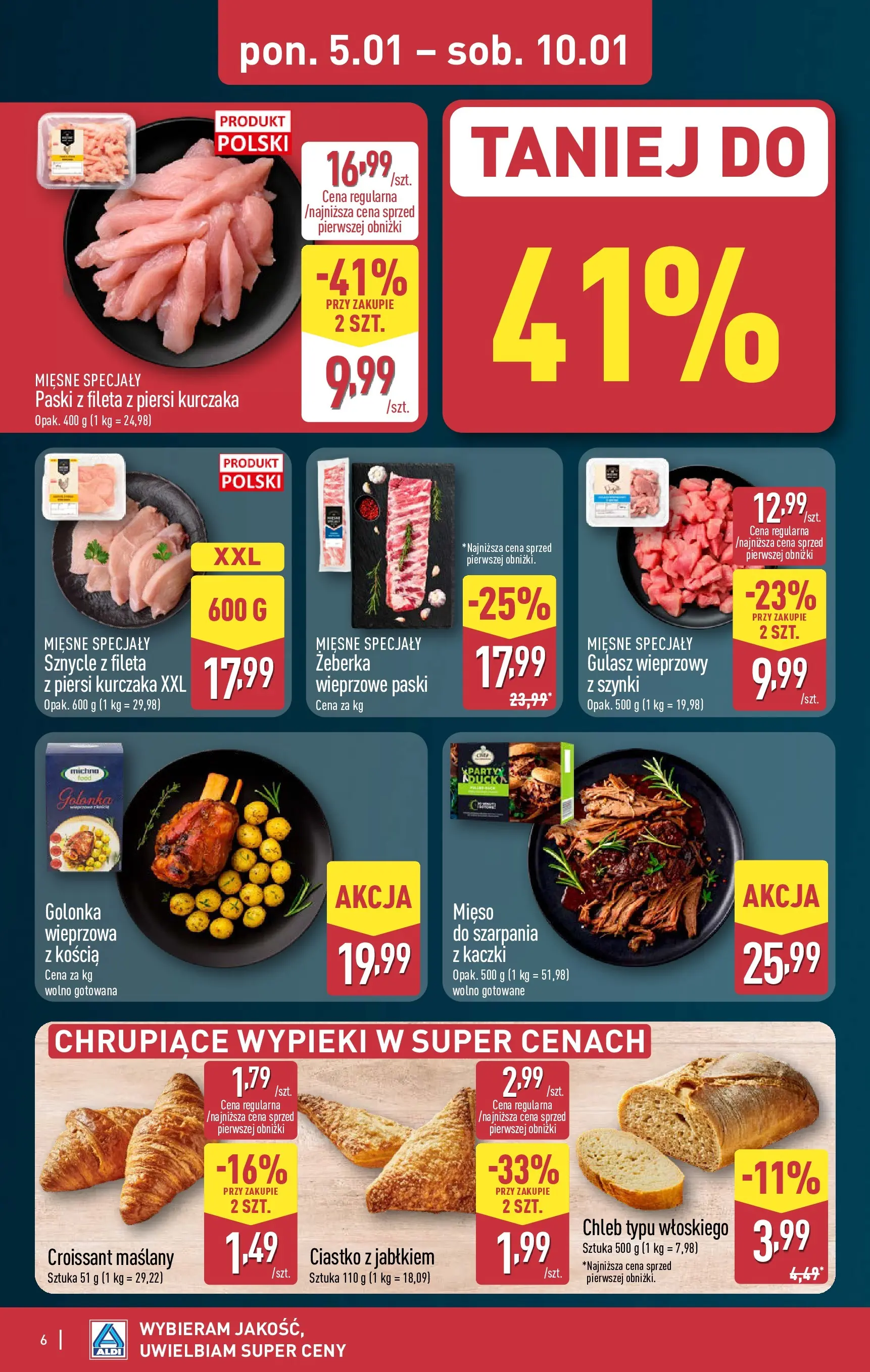 Aldi Gazetka od 05.01.2026 - Ulotka PDF, promocje | Strona: 6 | Produkty: Piersi, Mięso, Chleb, Gulasz