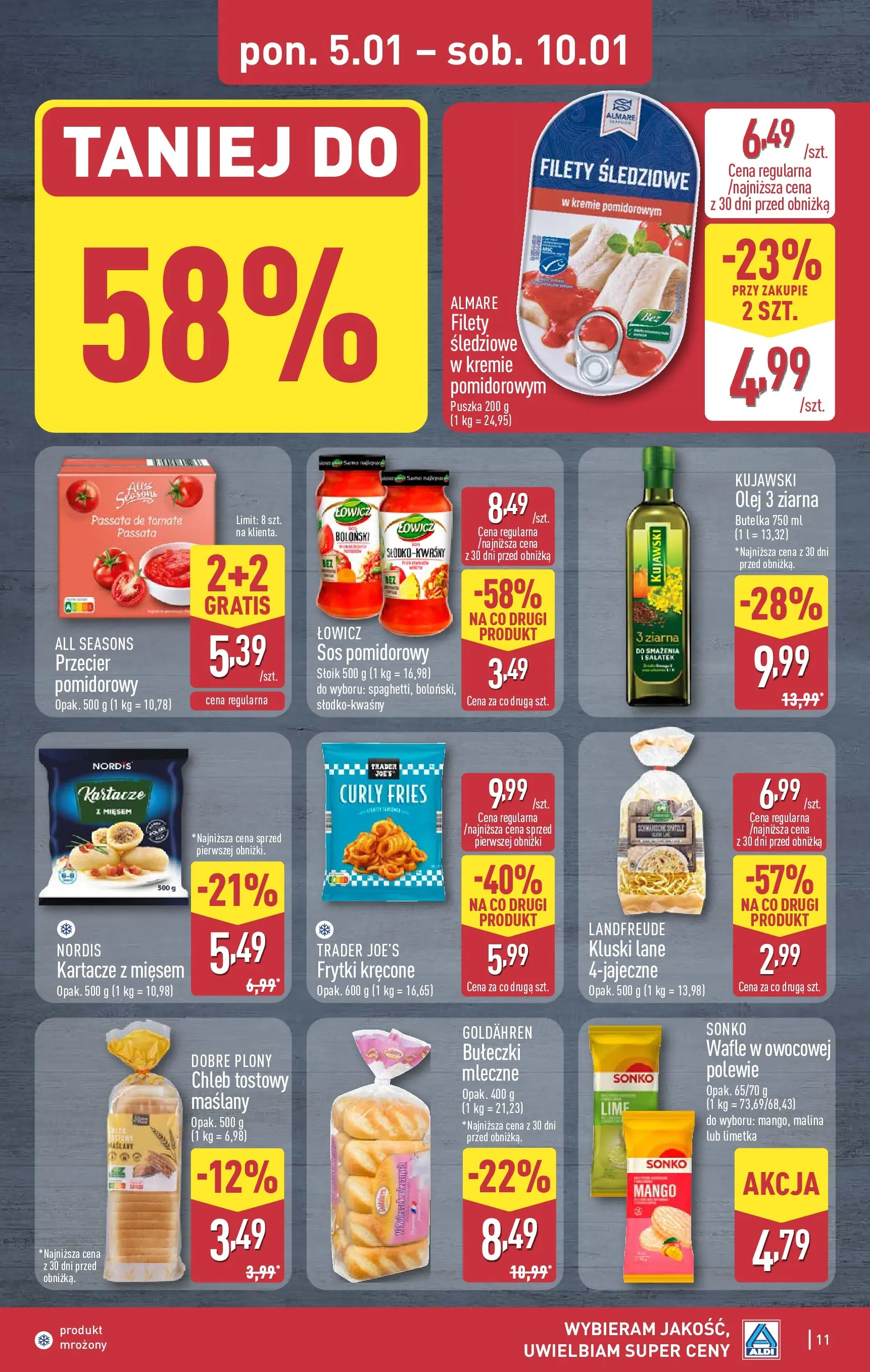 Aldi Gazetka od 05.01.2026 - Ulotka PDF, promocje | Strona: 11 | Produkty: Malina, Wafle, Chleb tostowy, Frytki