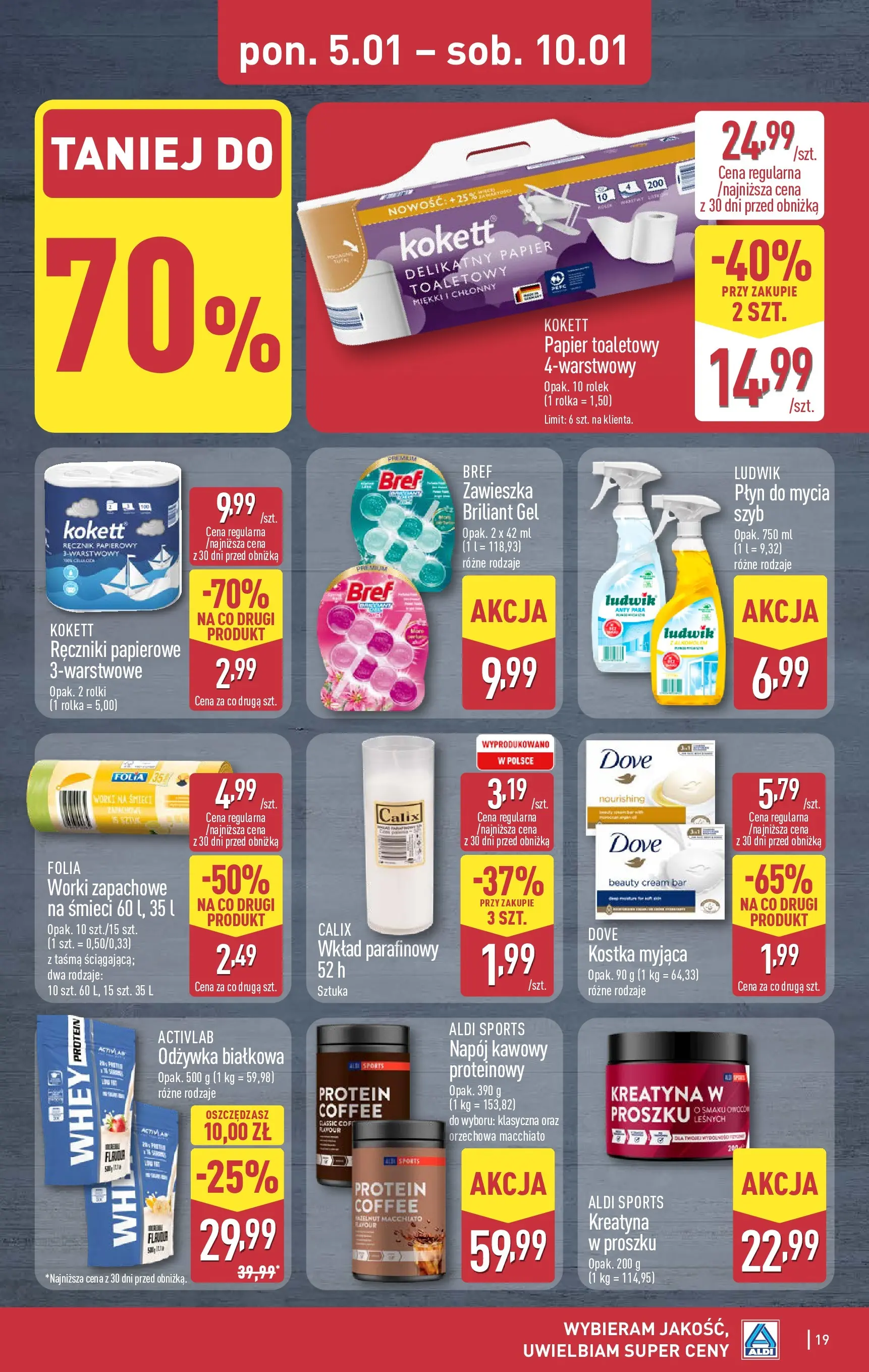 Aldi Gazetka od 05.01.2026 - Ulotka PDF, promocje | Strona: 19 | Produkty: Rolki, Ręczniki papierowe, Odżywka, Owoce