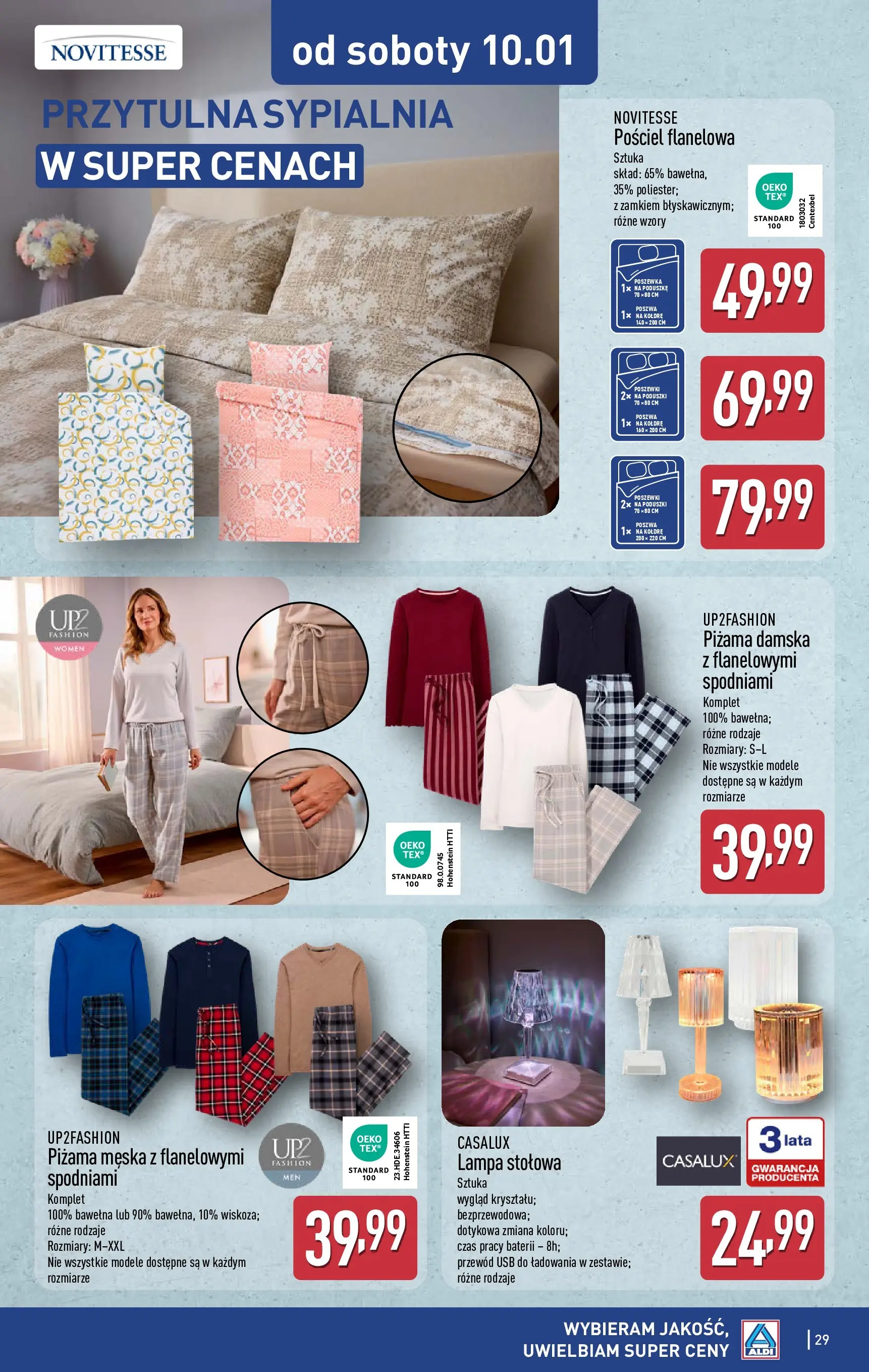 Aldi Gazetka od 05.01.2026 - Ulotka PDF, promocje | Strona: 29 | Produkty: Pościel, Piżama, USB, Lampa