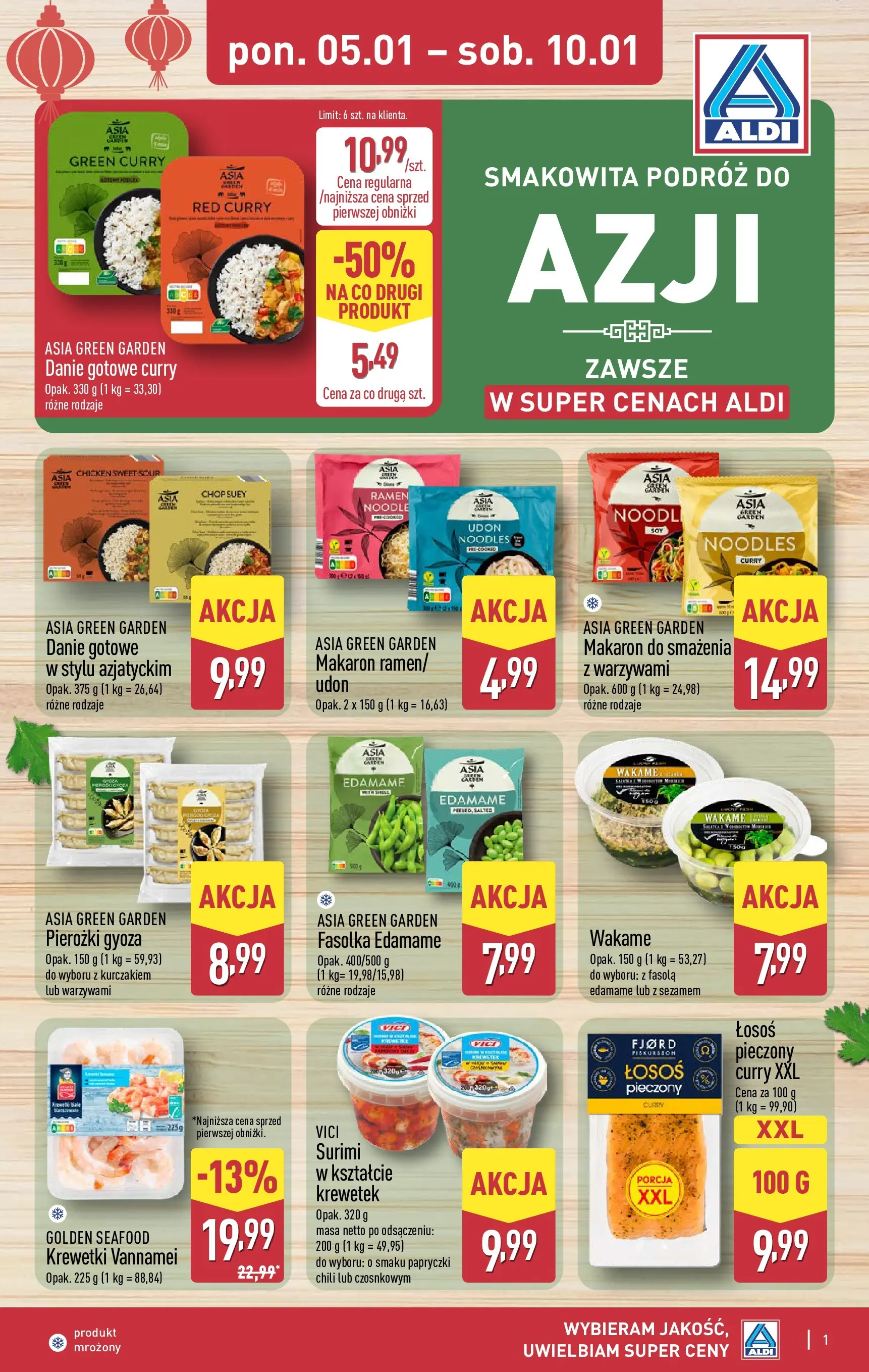 Aldi Gazetka - Tydzień Azjatycki od 05.01.2026 - Ulotka PDF, promocje | Strona: 1 | Produkty: Curry, Krewetki, Łosoś, Makaron