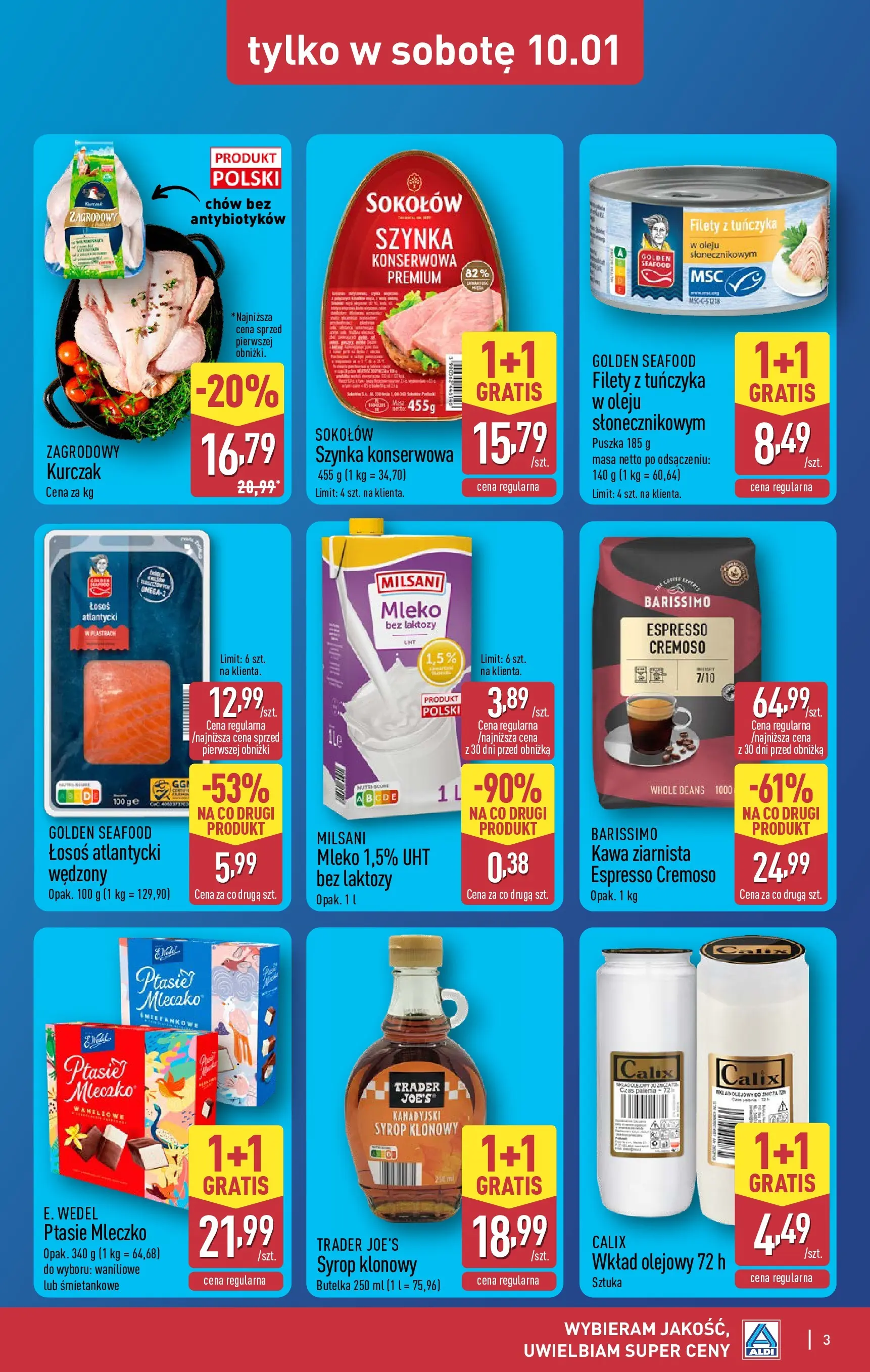 Aldi Gazetka - Okazje na weekend od 08.01.2026 - Ulotka PDF, promocje | Strona: 3 | Produkty: Łosoś atlantycki, Szynka, Łosoś, Ptasie mleczko