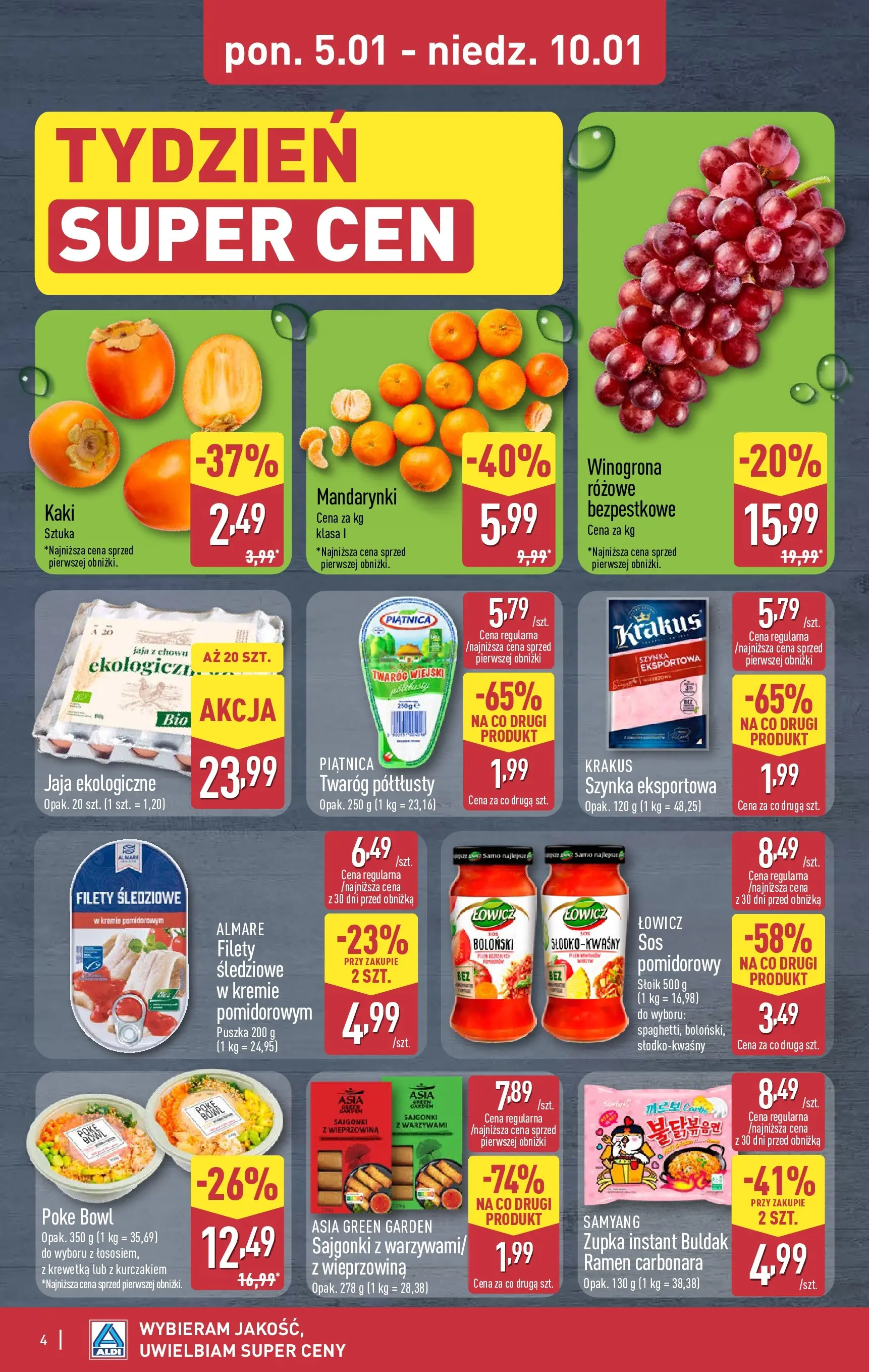 Aldi Gazetka - Okazje na weekend od 08.01.2026 - Ulotka PDF, promocje | Strona: 4 | Produkty: Szynka, Sajgonki, Twaróg, Jaja