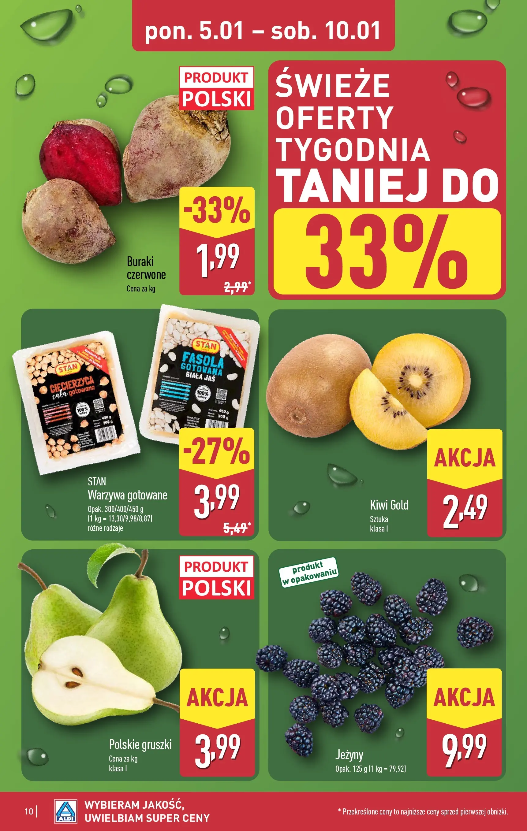 Aldi Gazetka - Okazje na weekend od 08.01.2026 - Ulotka PDF, promocje | Strona: 10 | Produkty: Buraki, Ciecierzyca, Jeżyny, Kiwi