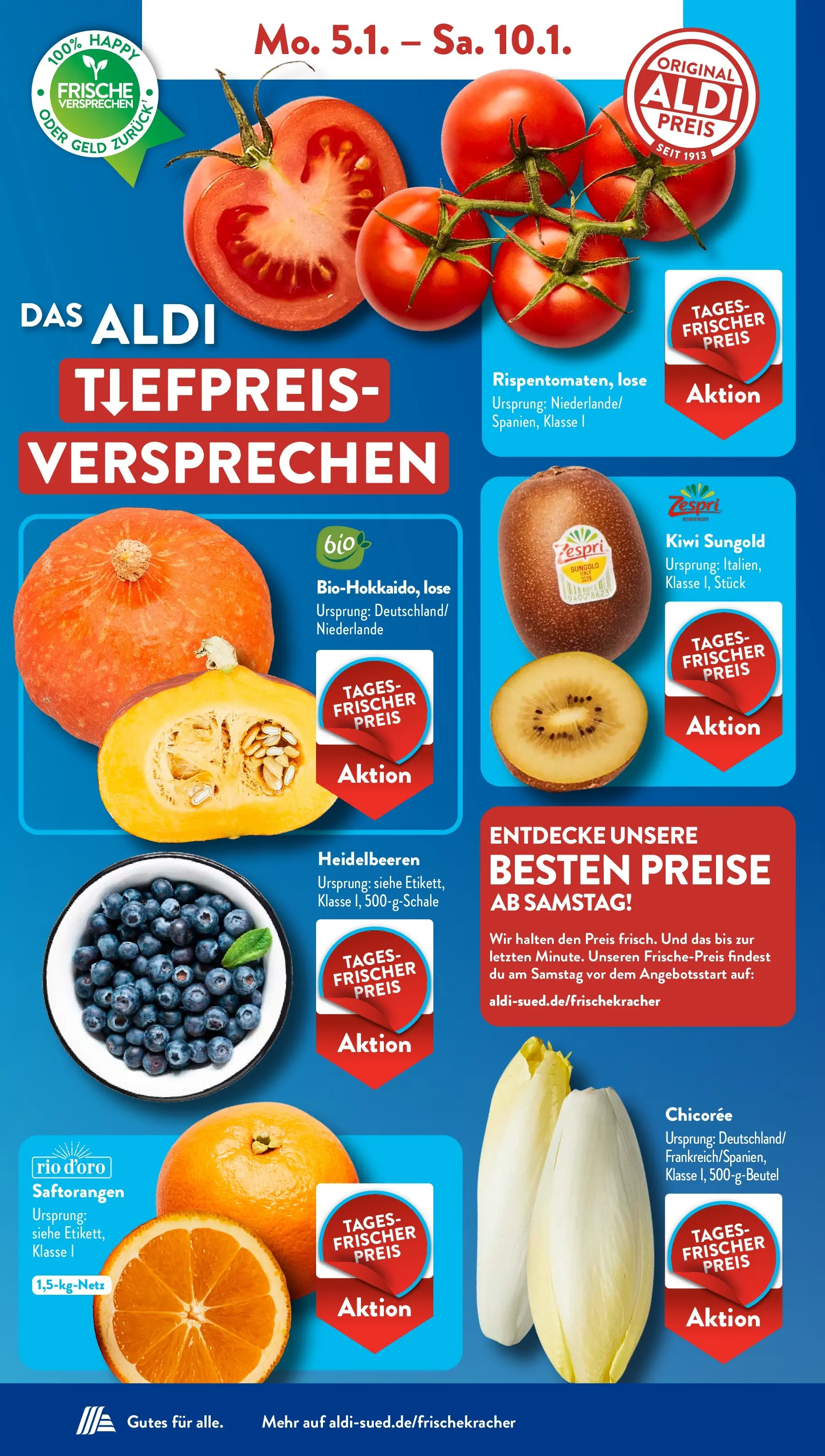 Aldi Süd - Aldi Süd: Wochenangebote (ab 04.01.2025) zum Blättern | Seite: 4 | Produkte: Heidelbeeren, Kiwi