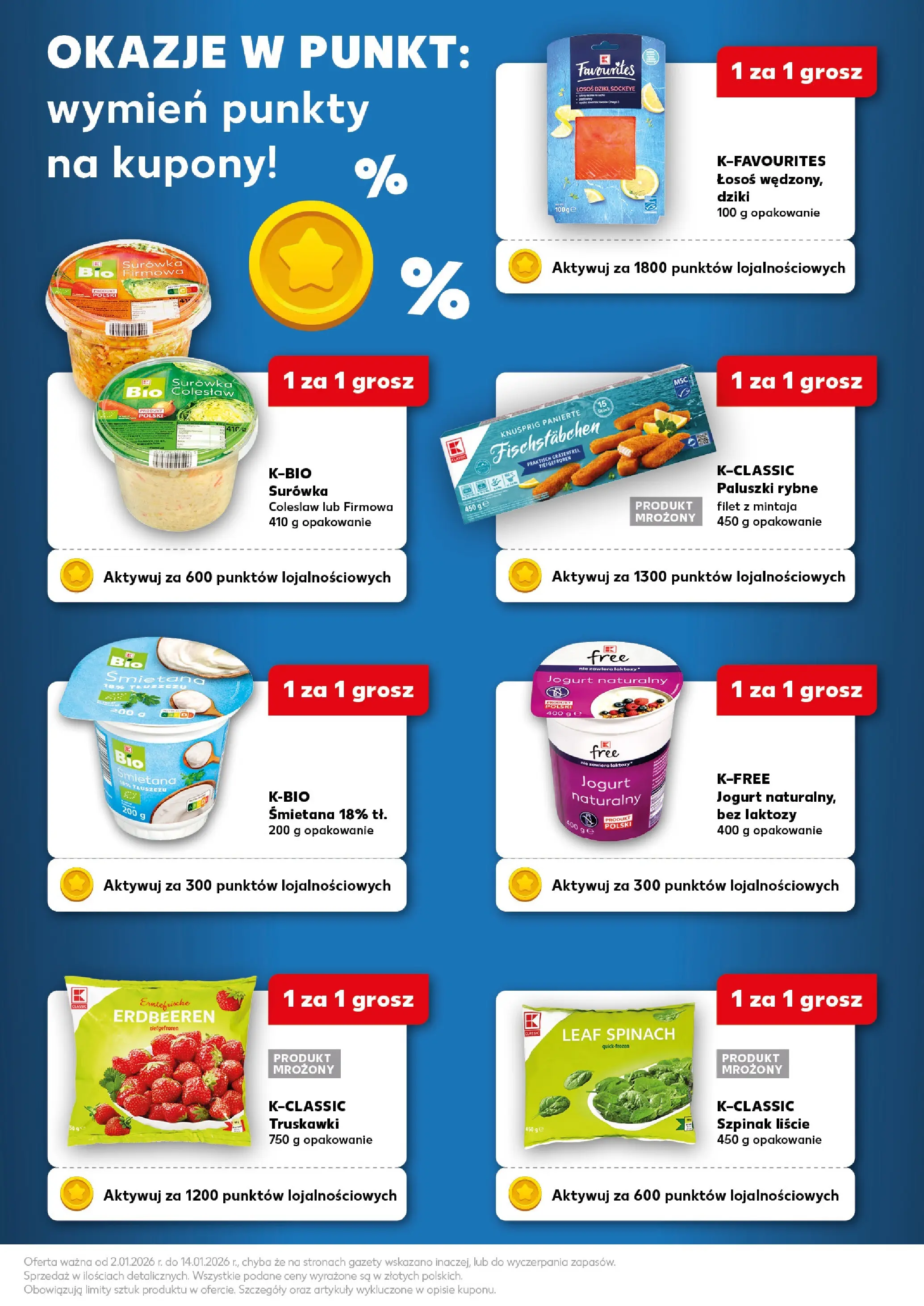 Kaufland - Kaufland Katalog Redempcyjny ważny do 14.01 od 01.01.2026 - od jutra PDF | Strona: 3 | Produkty: Paluszki rybne, Szpinak, Jogurt, Truskawki