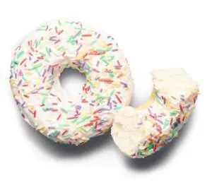 Донът с цветна поръска и бял шоколад