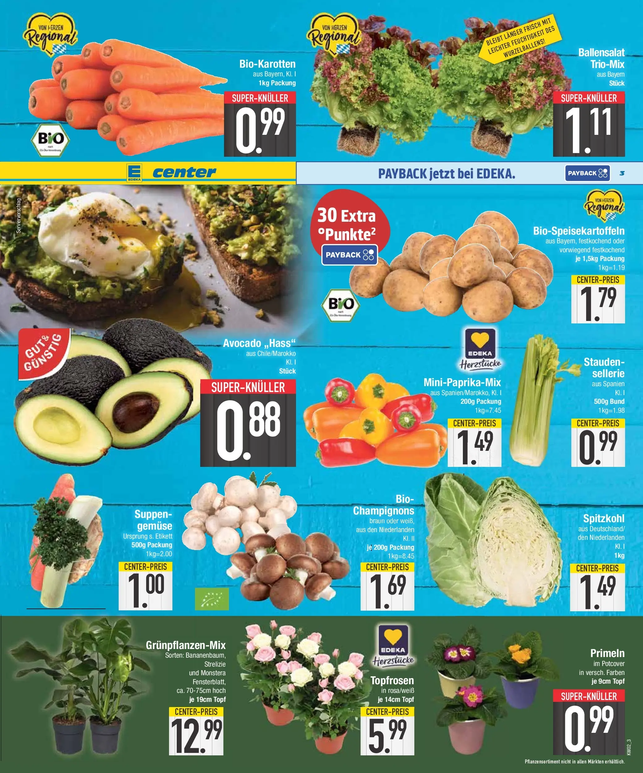 Edeka prospekt Augsburg-Göggingen	 (ab 04.01.2026) » Angebote Online | Seite: 3 | Produkte: Avocado, Champignons, Gemüse