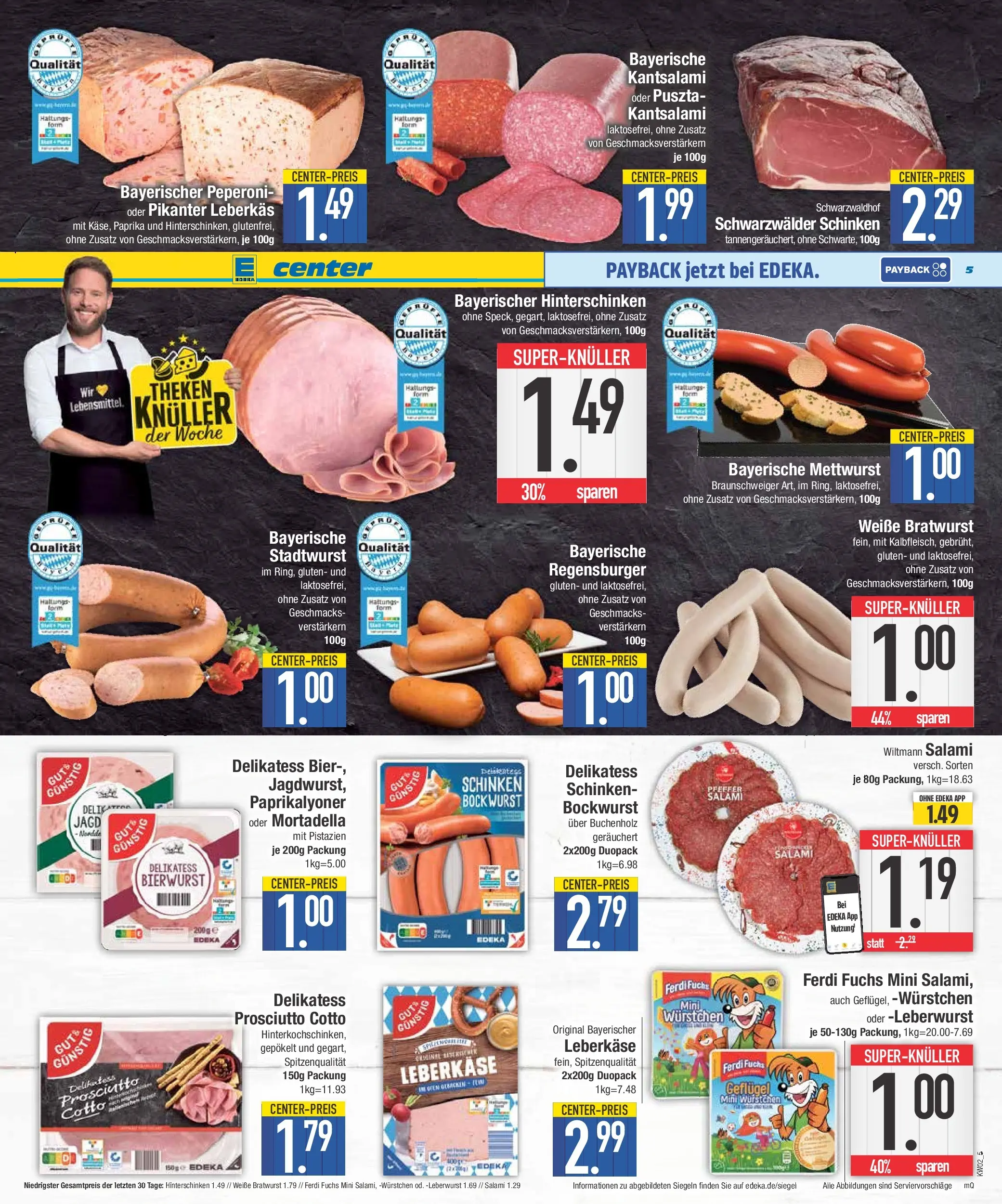 Edeka prospekt Augsburg-Göggingen	 (ab 04.01.2026) » Angebote Online | Seite: 5 | Produkte: Bratwurst, Paprika, Salami, Leberkase