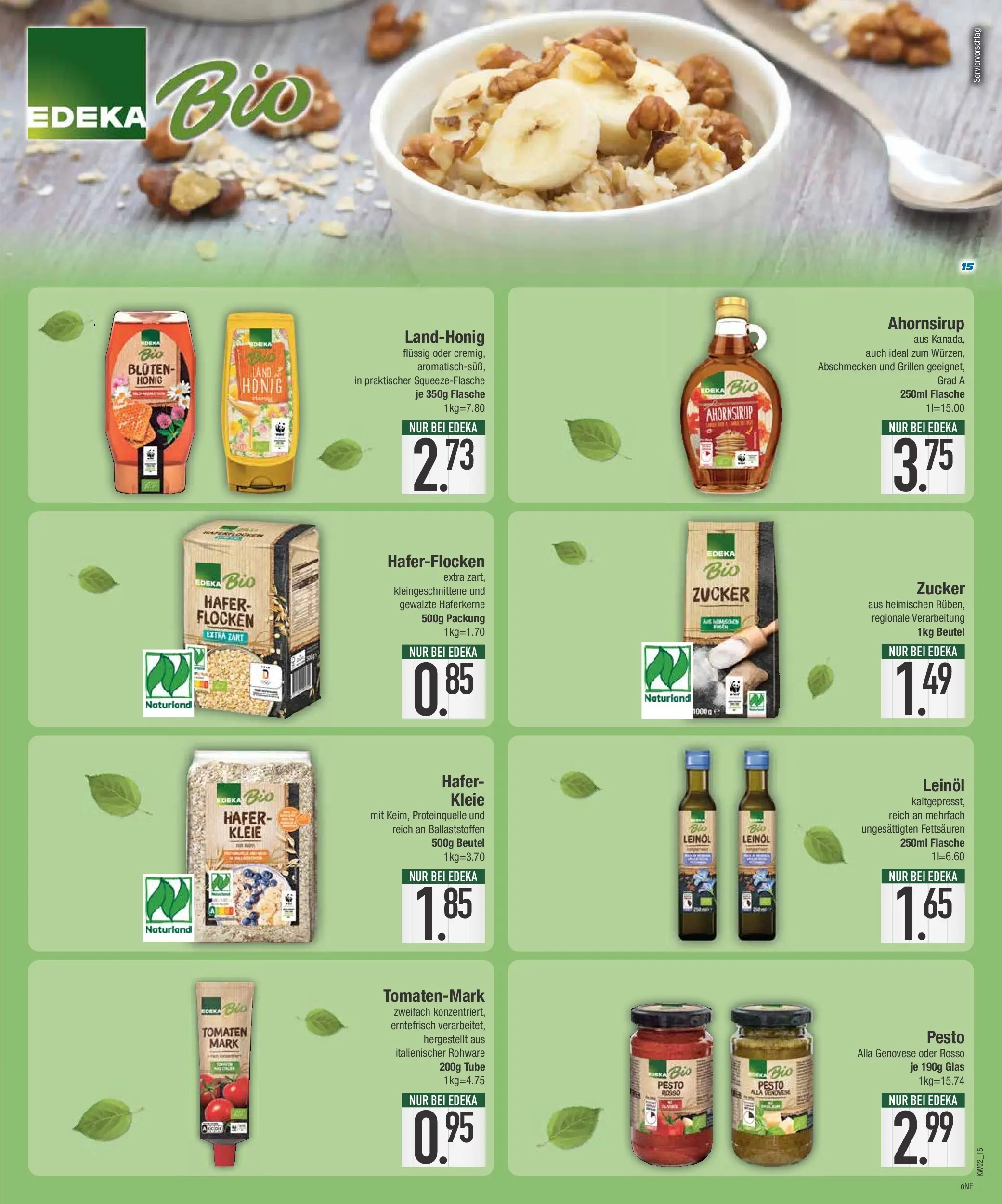 Edeka prospekt München	 (ab 04.01.2026) » Angebote Online | Seite: 15 | Produkte: Leinöl, Tomaten, Zucker, Flocken