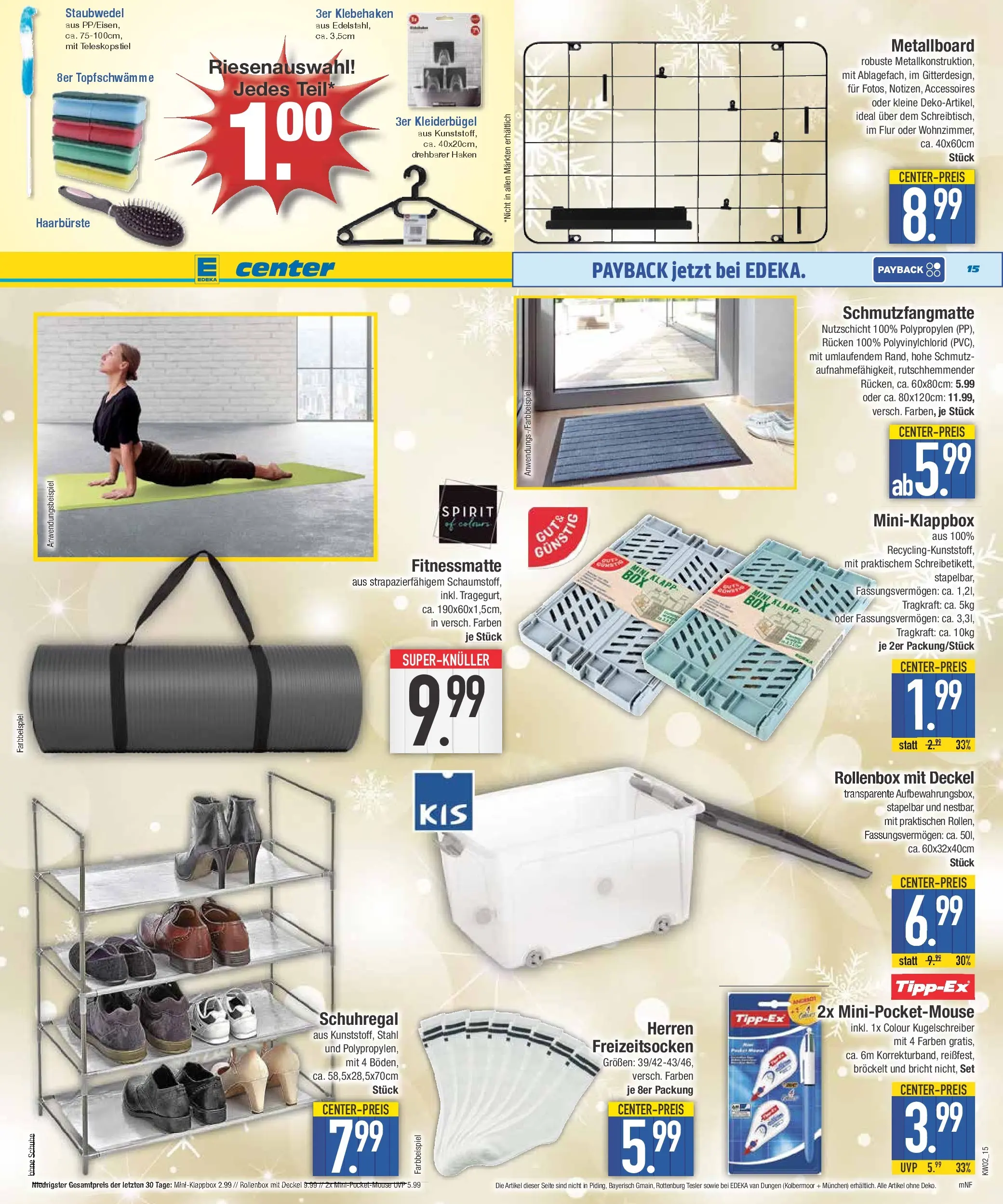 Edeka prospekt Augsburg-Göggingen	 (ab 04.01.2026) » Angebote Online | Seite: 15 | Produkte: Box, Schuhregal, Kleiderbügel, Schmutzfangmatte