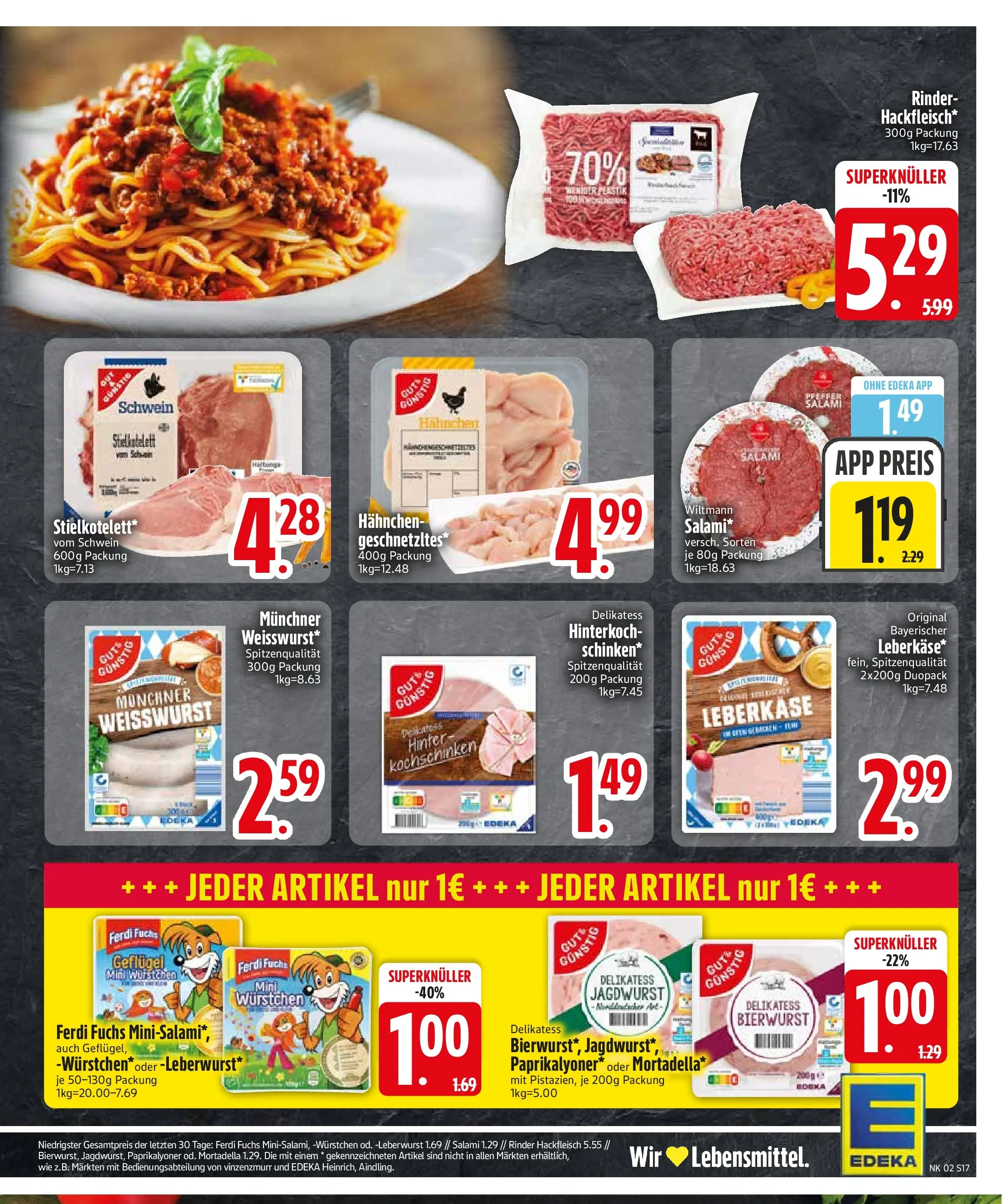 Edeka prospekt Inning/Ammersee	 (ab 04.01.2026) » Angebote Online | Seite: 19 | Produkte: Hahnchen, Salami, Hackfleisch, Leberkase