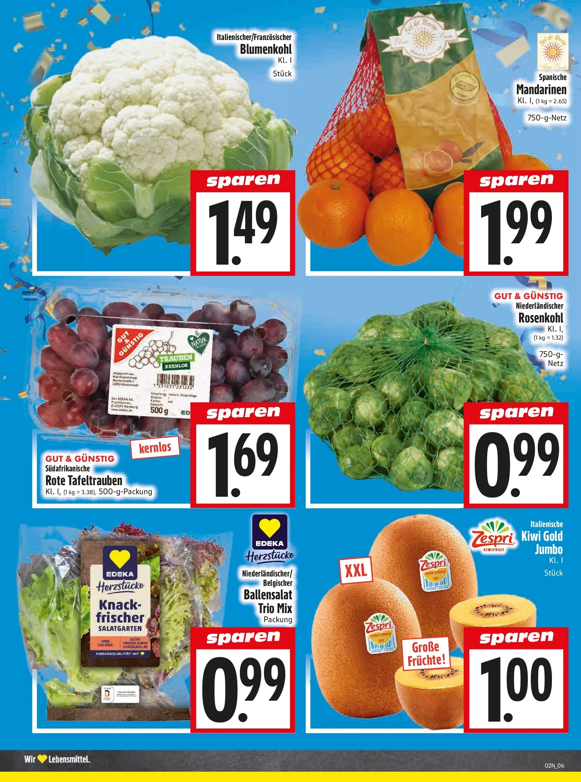 Entdecke - Edeka Hahner: Wochenangebote (ab 28.12.2025) zum Blättern | Seite: 8 | Produkte: Trauben, Mandarinen, Blumenkohl, Kiwi