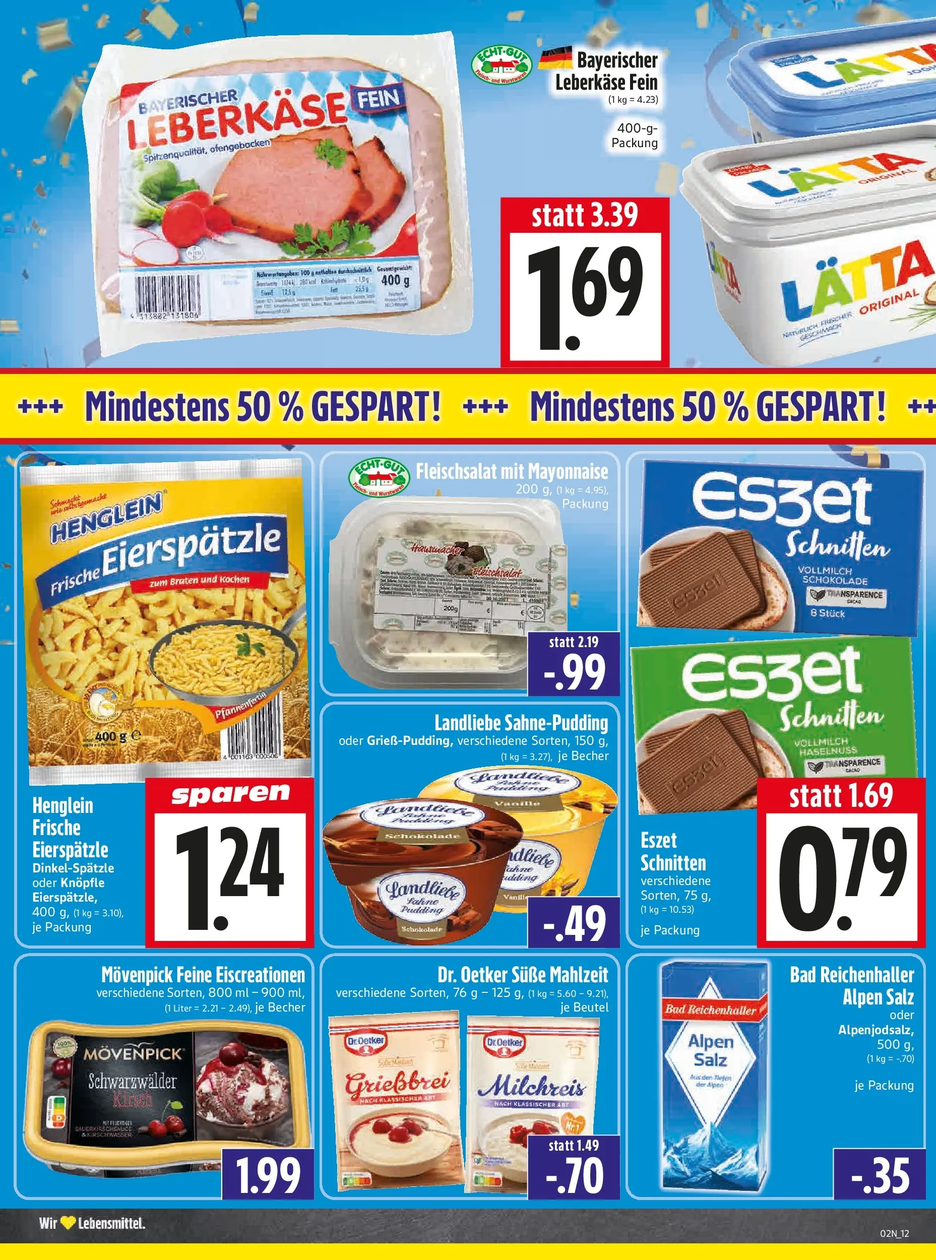 Entdecke - Edeka Hahner: Wochenangebote (ab 28.12.2025) zum Blättern | Seite: 13 | Produkte: Pudding, Salz, Lätta, Leberkase
