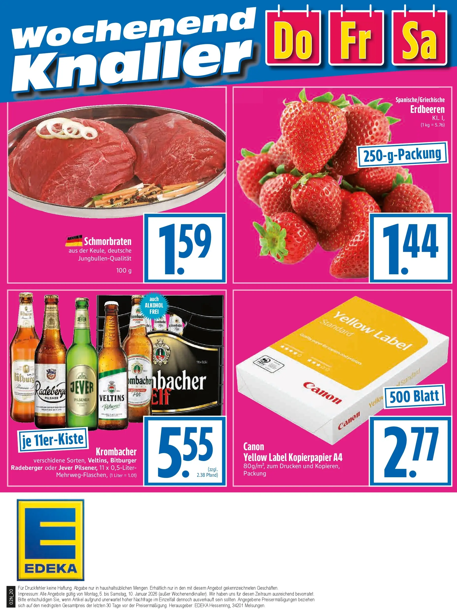 Entdecke - Edeka Hahner: Wochenangebote (ab 28.12.2025) zum Blättern | Seite: 21 | Produkte: Bitburger, Krombacher, Erdbeeren, Veltins