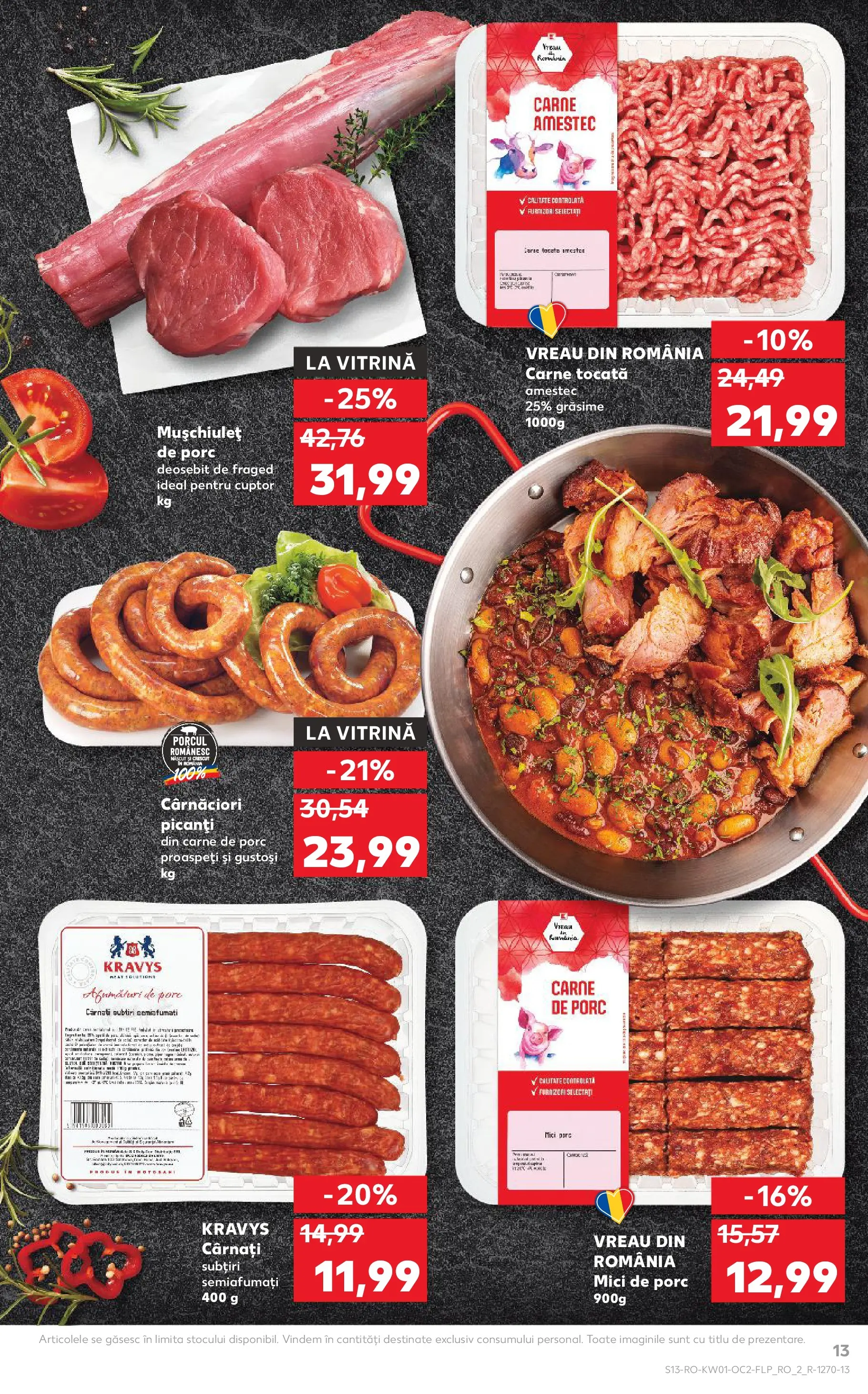 Catalog Kaufland - Viseu de Sus 31.12.2025 - Revista si Oferta | Pagină: 13 | Produse: Cuptor, Mici, Carne tocată, Cârnați
