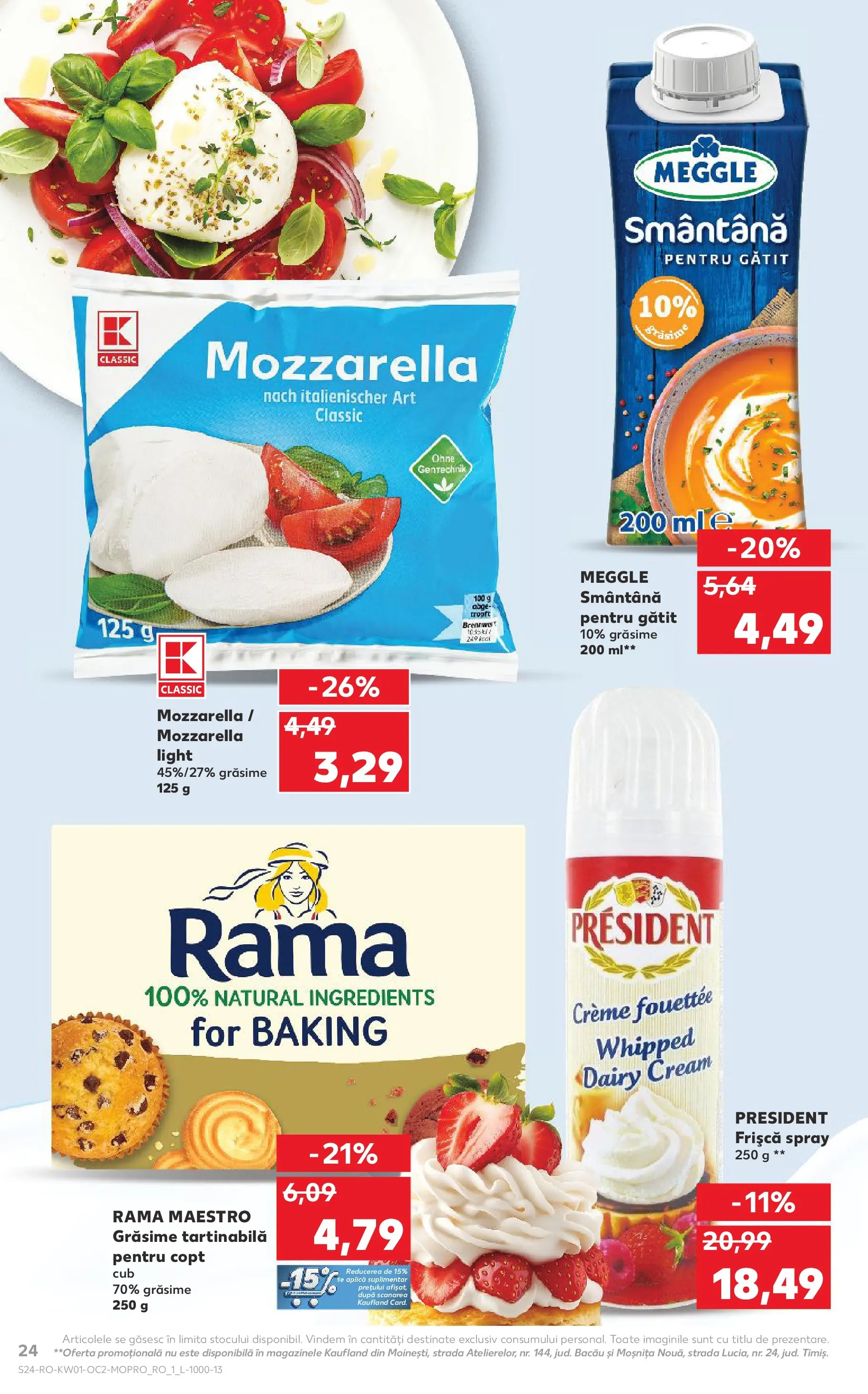 Catalog Kaufland - Domnesti 31.12.2025 - Revista si Oferta | Pagină: 24 | Produse: Mozzarella, Frișcă, Smântână