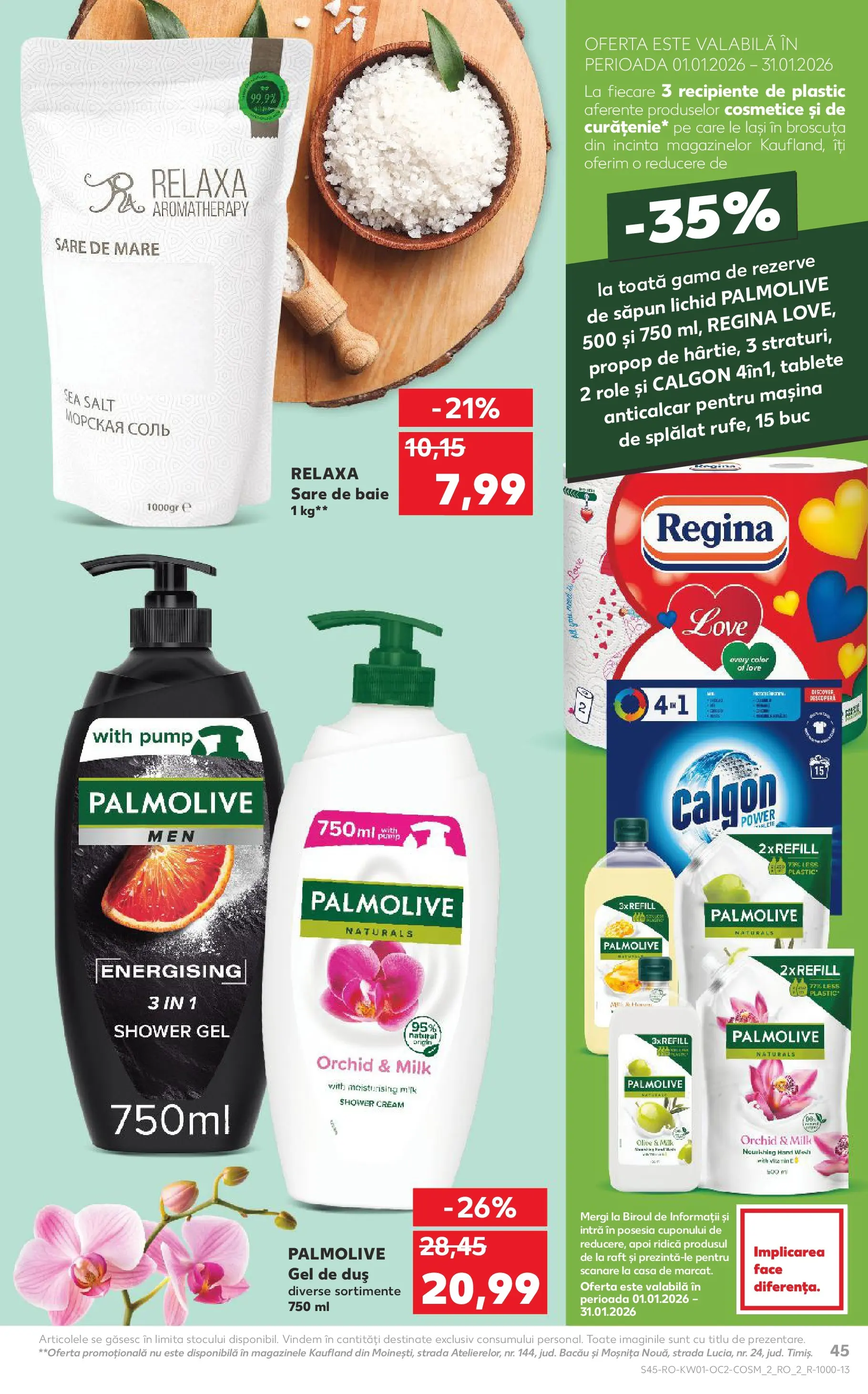 Catalog Kaufland - Domnesti 31.12.2025 - Revista si Oferta | Pagină: 45 | Produse: Raft, Duș, Săpun, Sare