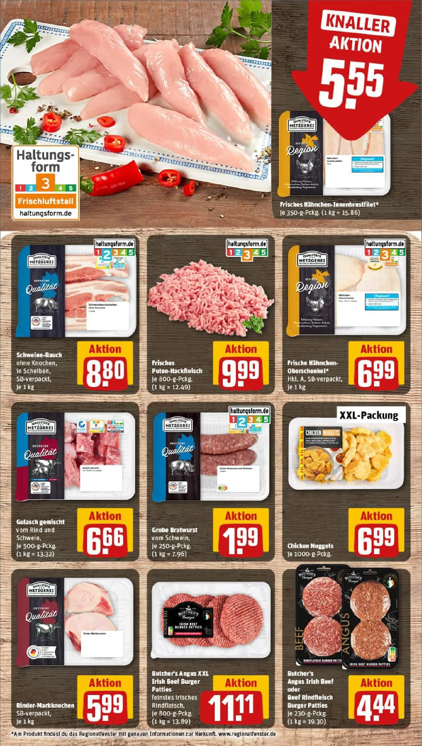 REWE Prospekt ab 04.01.2026 zum Blättern » Angebote | Seite: 8 | Produkte: Hahnchen, Bratwurst, Burger, Gulasch