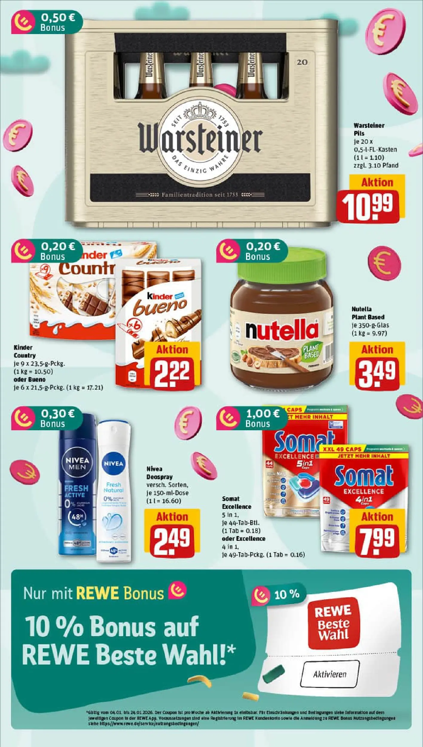 REWE Prospekt ab 04.01.2026 zum Blättern » Angebote | Seite: 5 | Produkte: Pils, Deodorant, Deospray, Kinder country