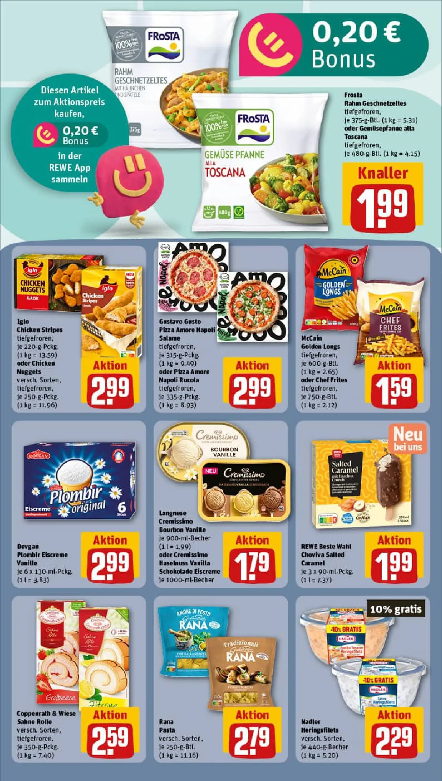 REWE Prospekt ab 04.01.2026 zum Blättern » Angebote | Seite: 14 | Produkte: Gustavo gusto, Hahnchen, Gemüse, Pasta