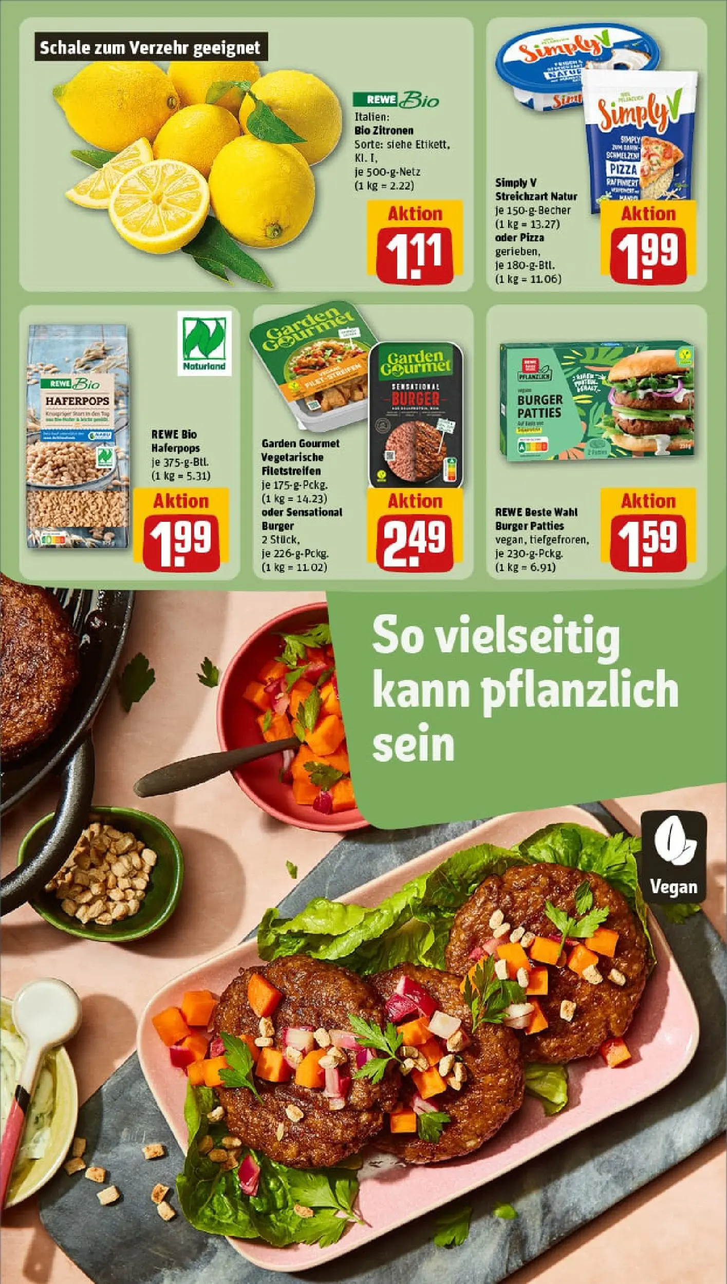 REWE Prospekt ab 04.01.2026 zum Blättern » Angebote | Seite: 17 | Produkte: Burger, Pizza, Zitronen