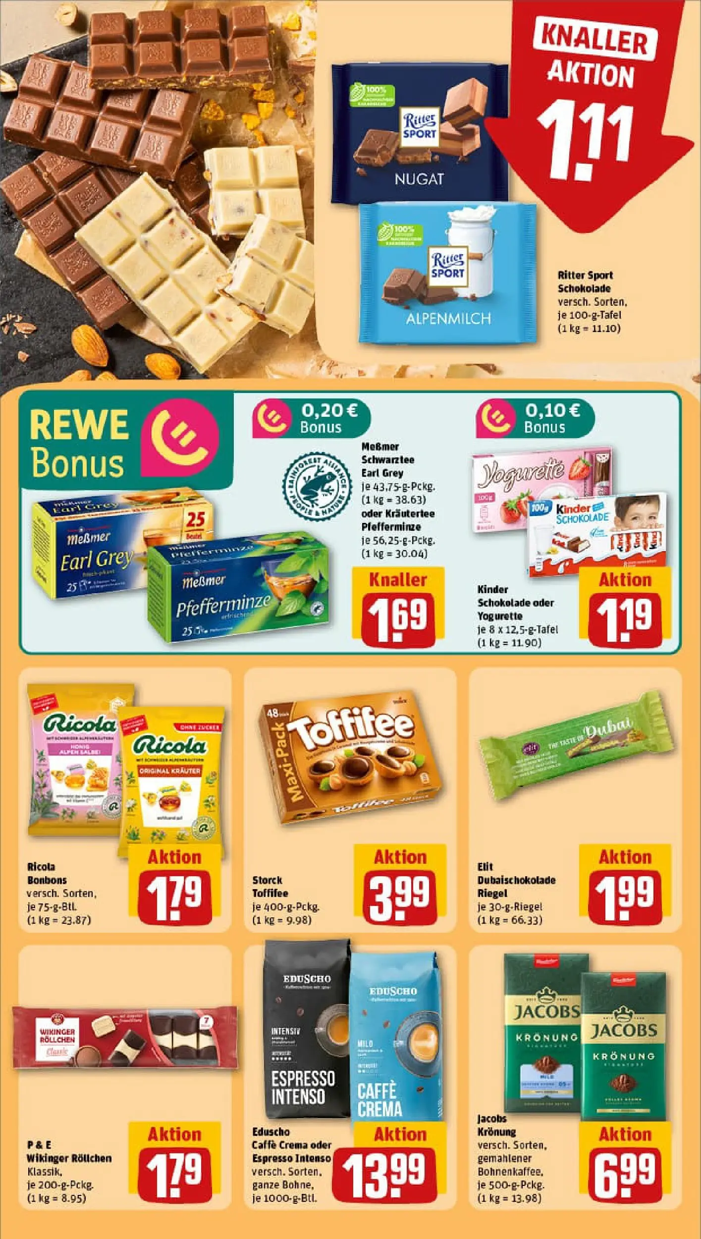 REWE Prospekt ab 04.01.2026 zum Blättern » Angebote | Seite: 21 | Produkte: Yogurette, Messmer, Ritter sport, Toffifee