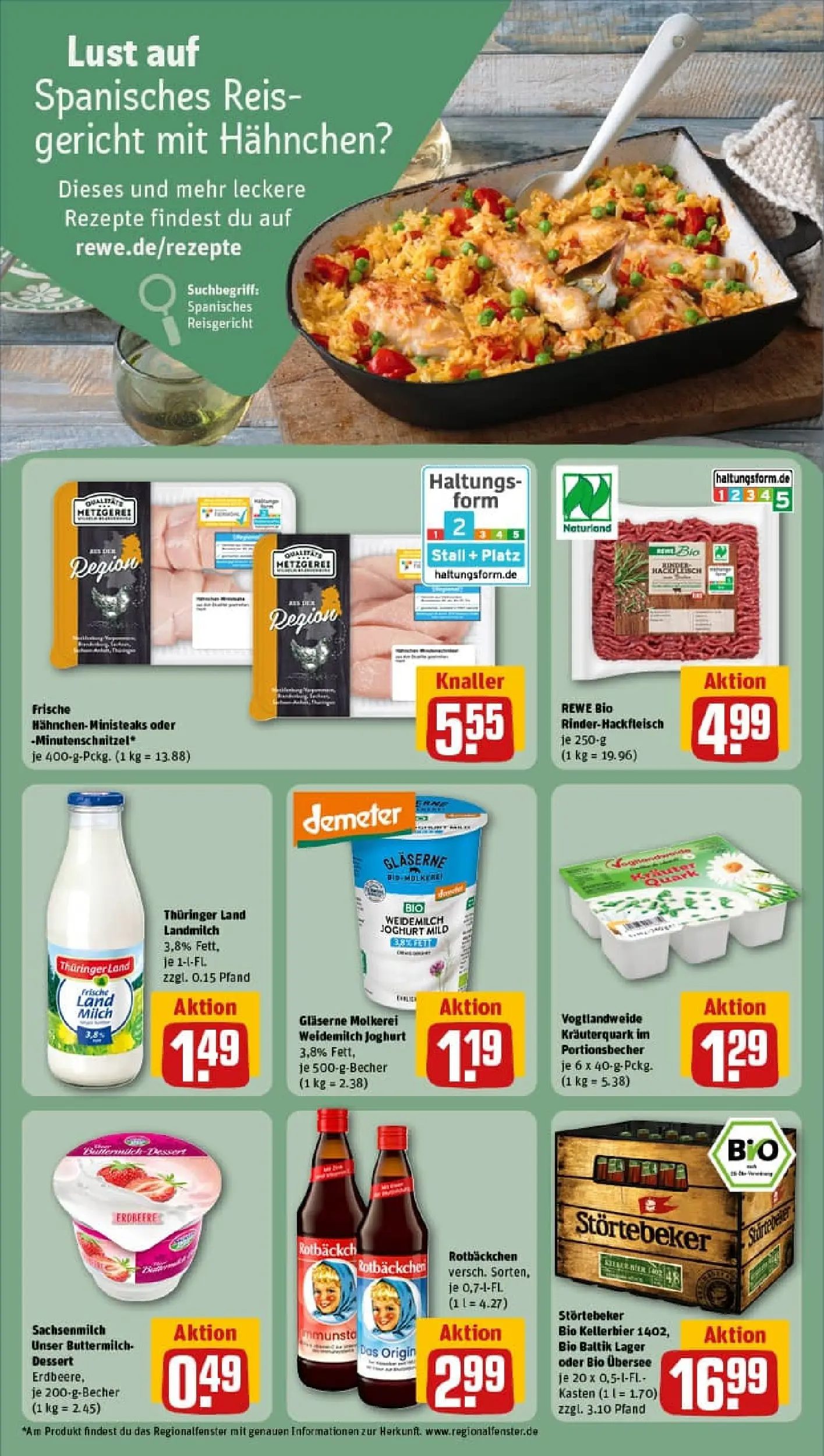 REWE Prospekt ab 04.01.2026 zum Blättern » Angebote | Seite: 18 | Produkte: Hahnchen, Quark, Joghurt, Reis