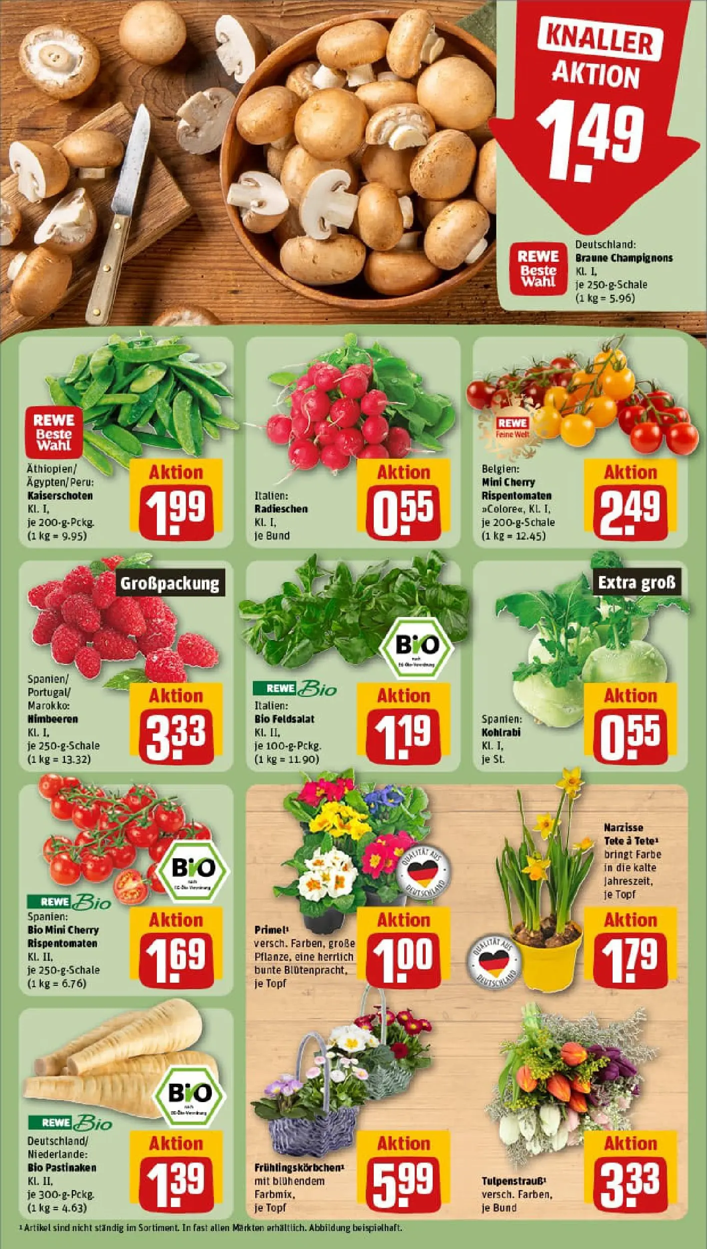 REWE Prospekt ab 05.01.2026 zum Blättern » Angebote | Seite: 7 | Produkte: Himbeeren, Kohlrabi, Champignons