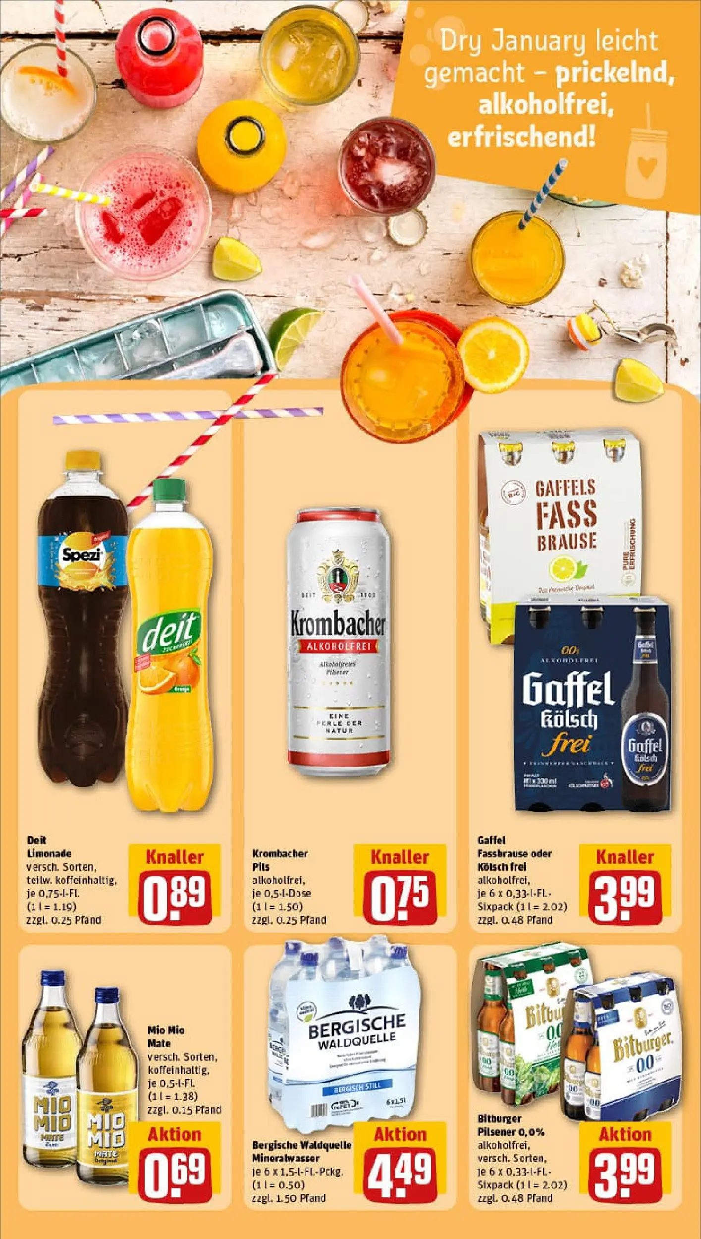 REWE Prospekt ab 04.01.2026 zum Blättern » Angebote | Seite: 19 | Produkte: Pils, Limonade, Krombacher alkoholfrei, Krombacher