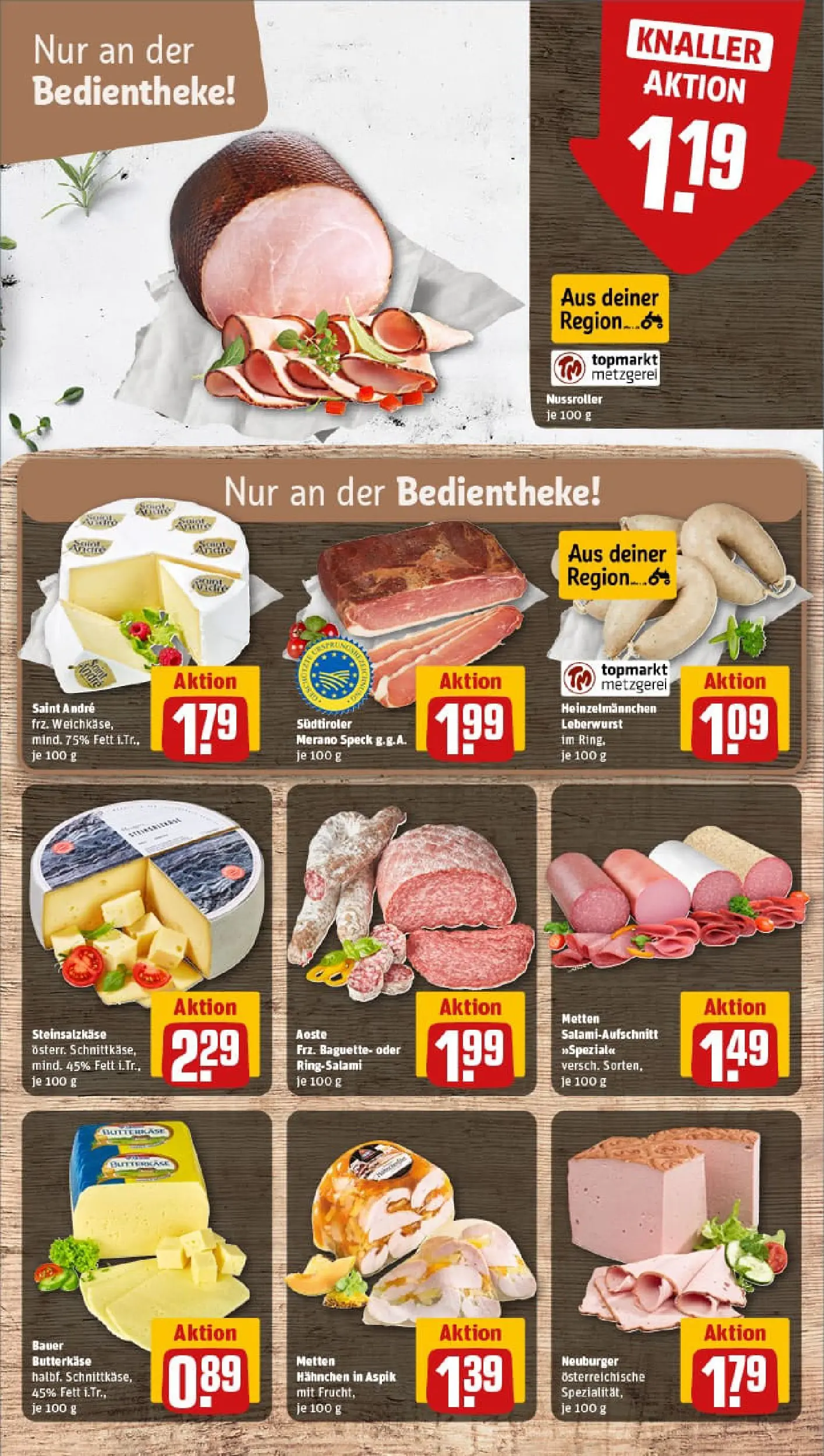 REWE Prospekt ab 04.01.2026 zum Blättern » Angebote | Seite: 9 | Produkte: Hahnchen, Butter, Baguette, Salami