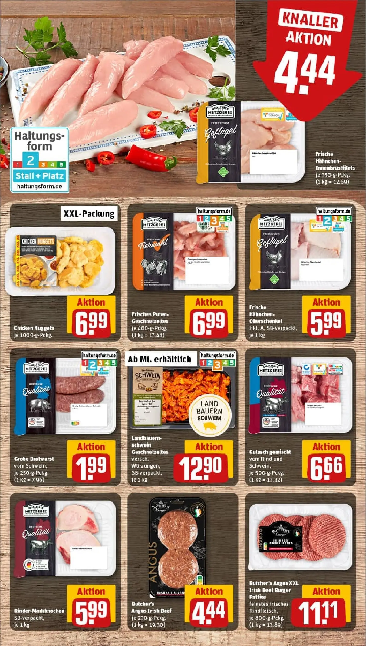 REWE Prospekt ab 04.01.2026 zum Blättern » Angebote | Seite: 8 | Produkte: Hahnchen, Bratwurst, Burger, Gulasch