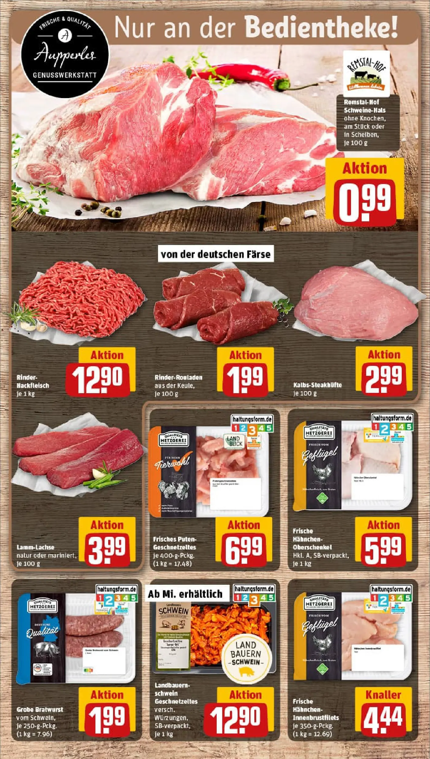 REWE Prospekt ab 04.01.2026 zum Blättern » Angebote | Seite: 8 | Produkte: Rinderrouladen, Hahnchen, Bratwurst, Hackfleisch