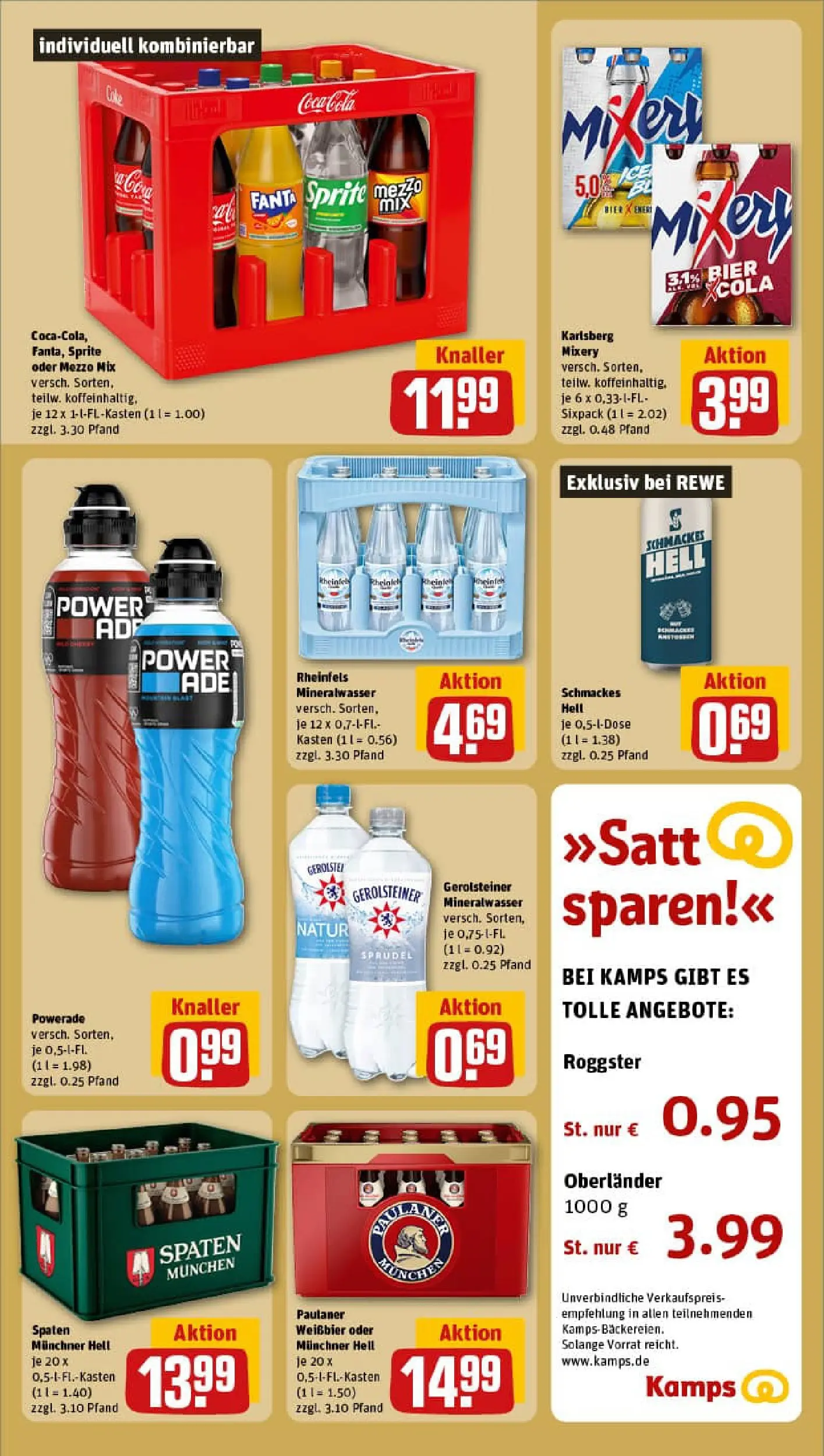 REWE Prospekt ab 04.01.2026 zum Blättern » Angebote | Seite: 22 | Produkte: Mezzo mix, Sprite, Weißbier, Gerolsteiner