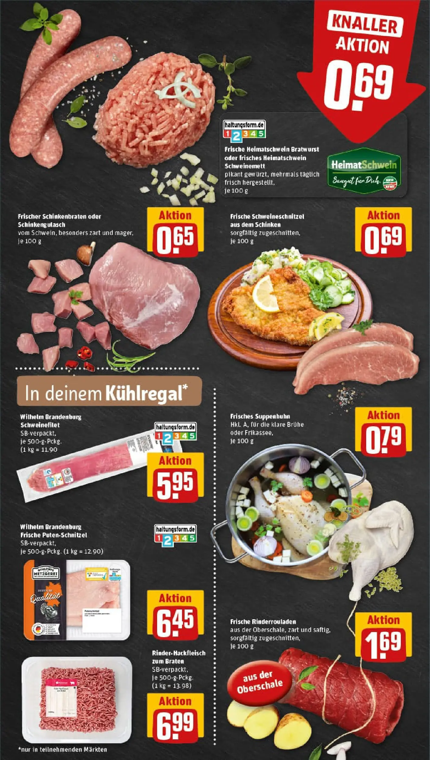 REWE Prospekt ab 04.01.2026 zum Blättern » Angebote | Seite: 10 | Produkte: Bratwurst, Putenschnitzel, Schinken, Hackfleisch