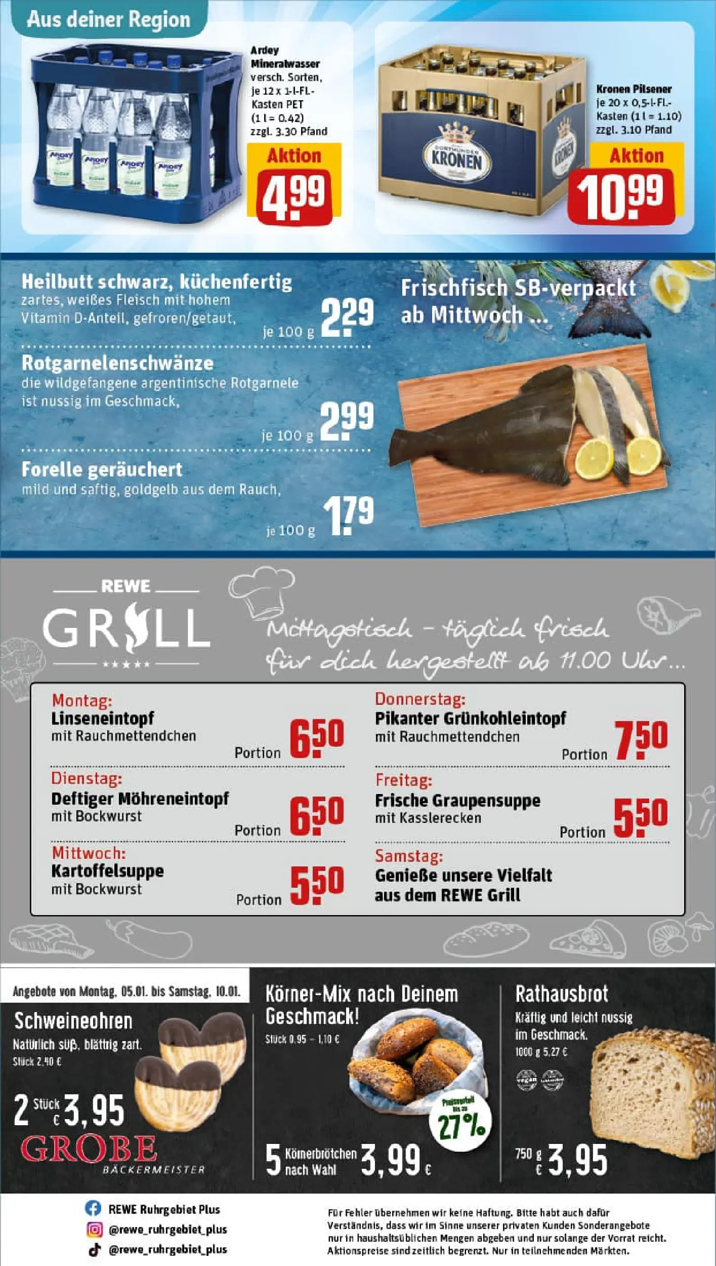 REWE Prospekt ab 04.01.2026 zum Blättern » Angebote | Seite: 29 | Produkte: Grill, Mineralwasser, Fleisch, Uhr