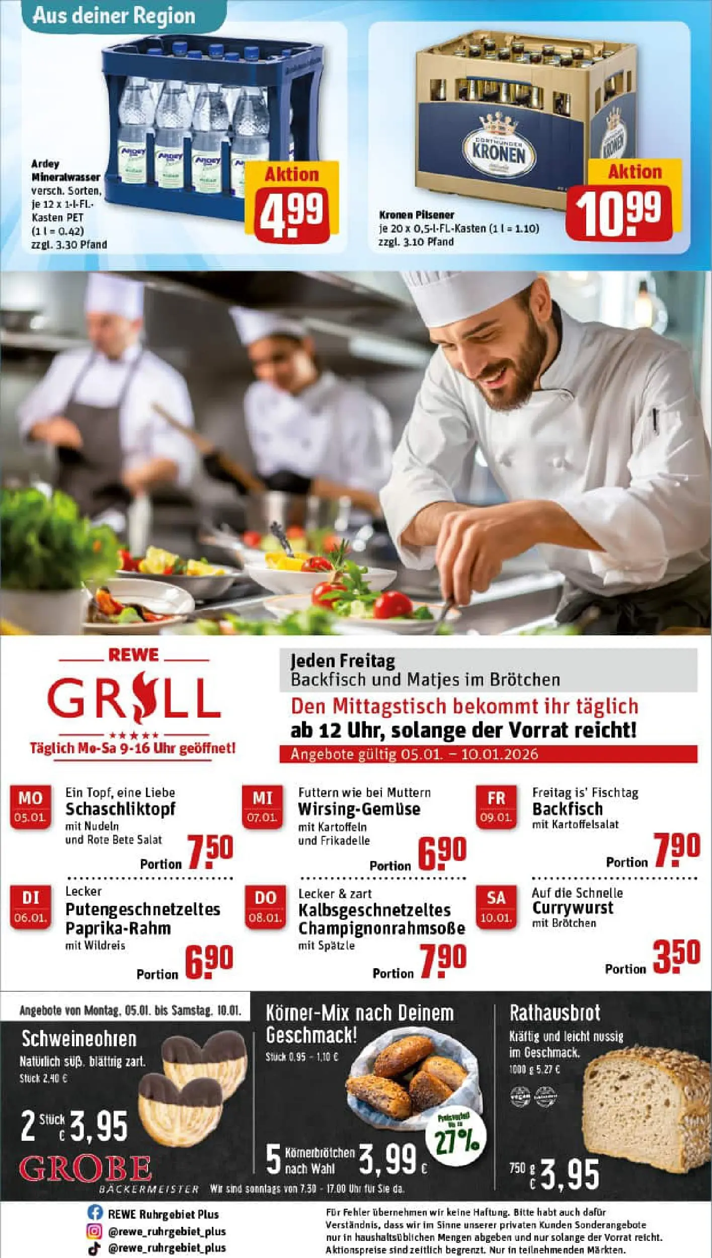 REWE Prospekt ab 04.01.2026 zum Blättern » Angebote | Seite: 29 | Produkte: Grill, Mineralwasser, Kartoffeln, Salat
