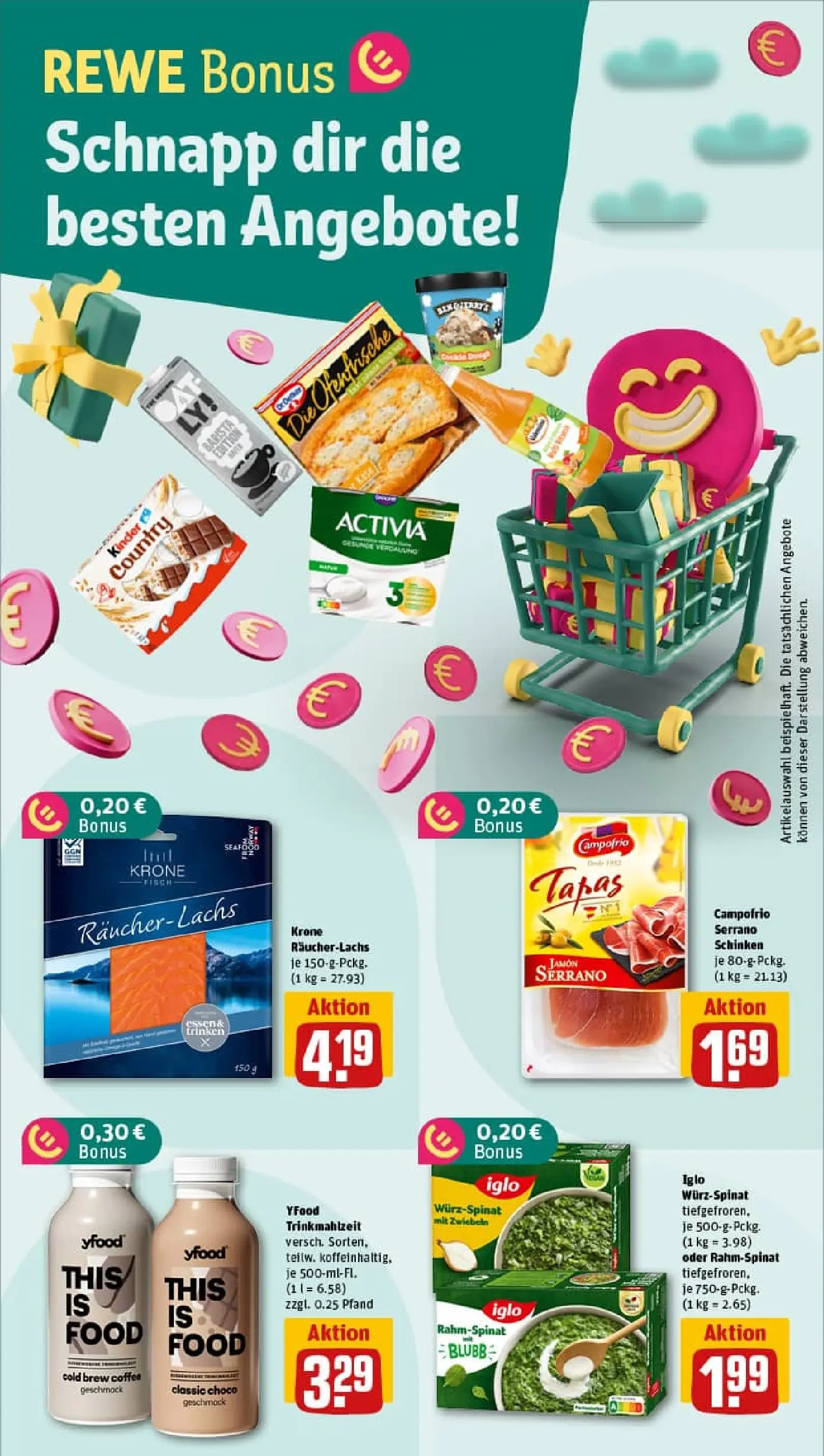 REWE Prospekt ab 04.01.2026 zum Blättern » Angebote | Seite: 4 | Produkte: Activia, Iglo, Ofenfrische, YFood