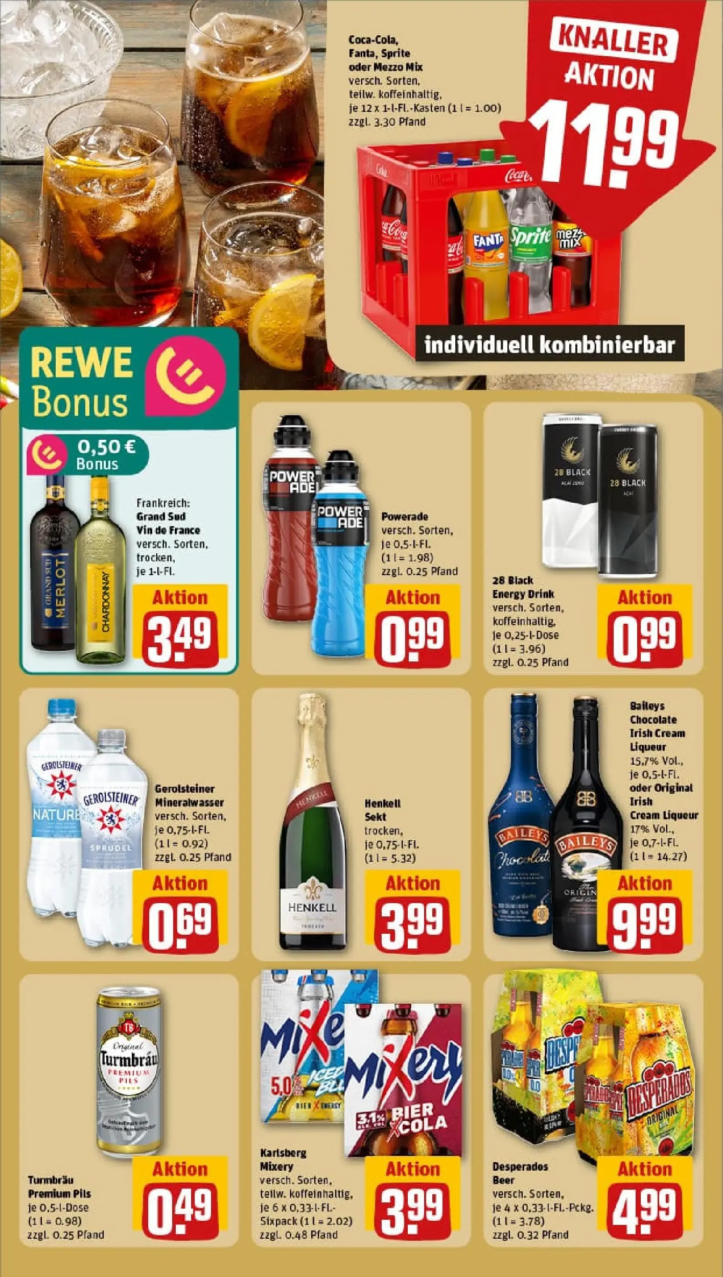 REWE Prospekt ab 04.01.2026 zum Blättern » Angebote | Seite: 11 | Produkte: Pils, Powerade, Baileys, Mixery