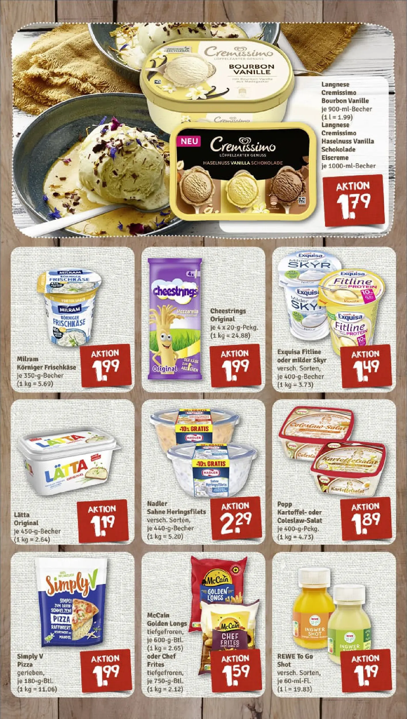 REWE Prospekt ab 04.01.2026 zum Blättern » Angebote | Seite: 7 | Produkte: Langnese cremissimo, Exquisa frischkase, Bourbon, Sahne