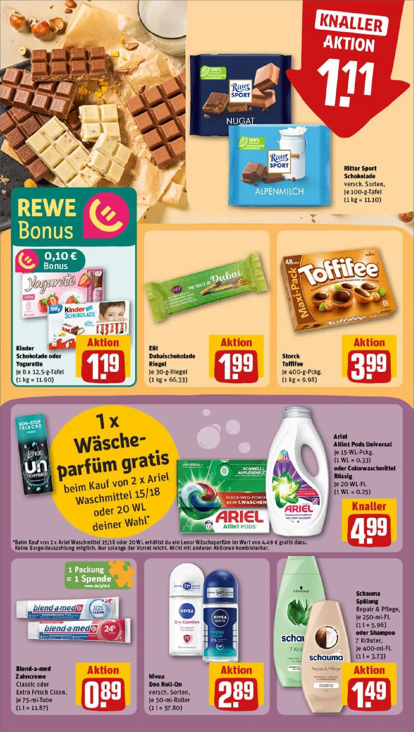 REWE Prospekt ab 04.01.2026 zum Blättern » Angebote | Seite: 21 | Produkte: Kinder schokolade, Schokolade, Shampoo, Schal