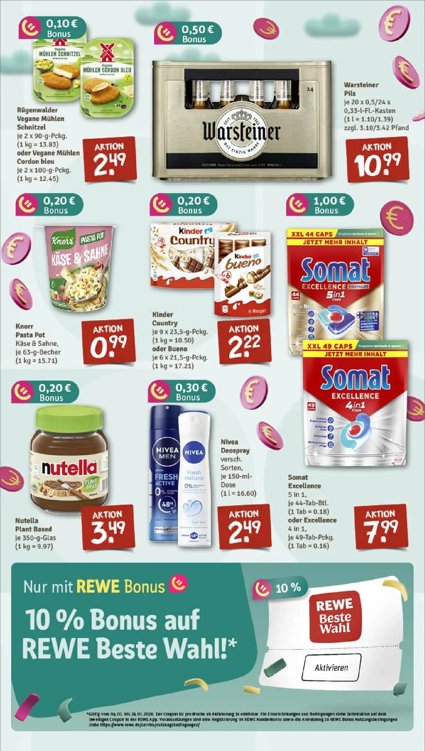 REWE Prospekt ab 04.01.2026 zum Blättern » Angebote | Seite: 5 | Produkte: Käse, Pils, Knorr, Sahne
