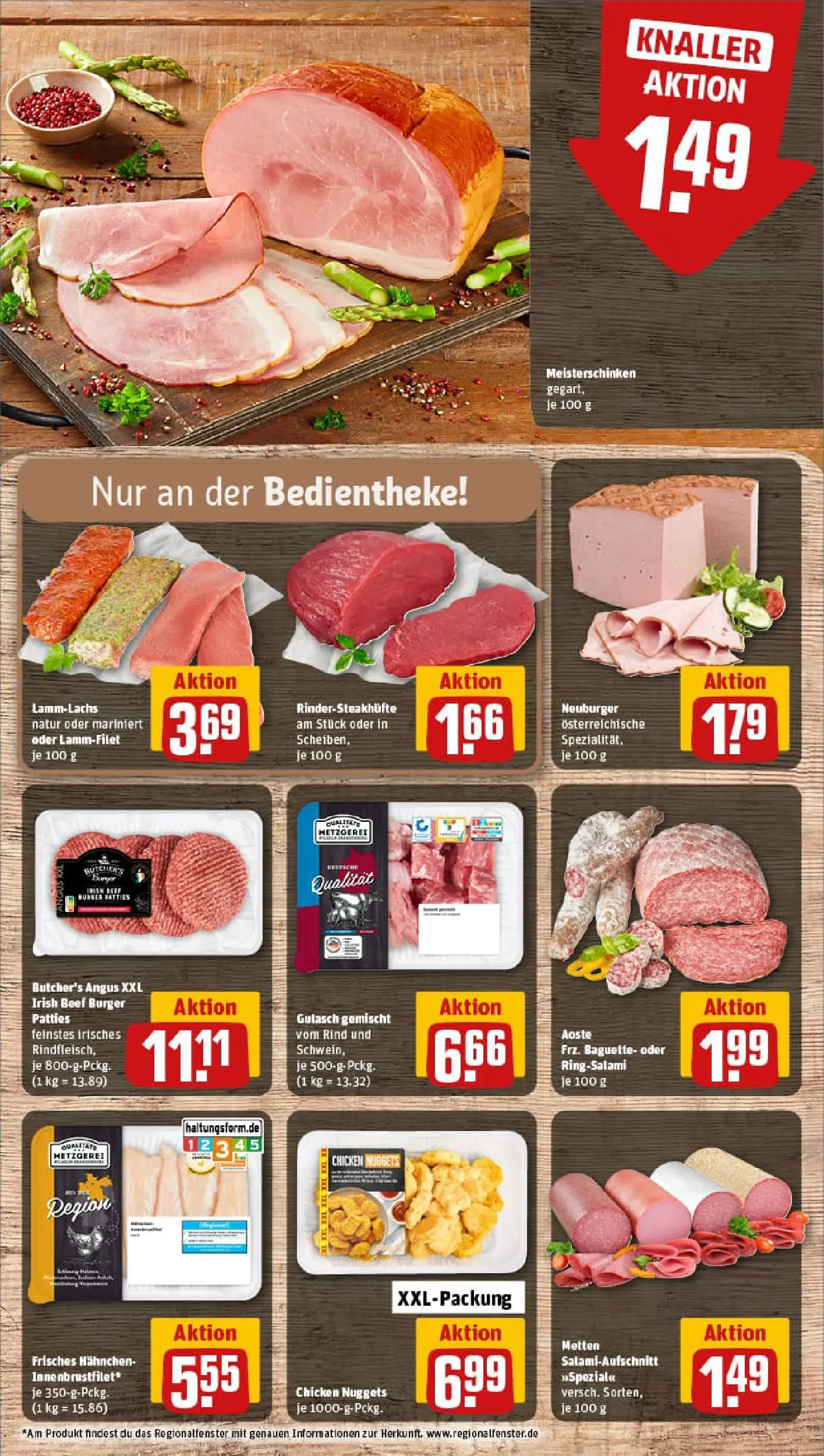 REWE Prospekt ab 04.01.2026 zum Blättern » Angebote | Seite: 8 | Produkte: Hahnchen, Baguette, Gulasch, Salami