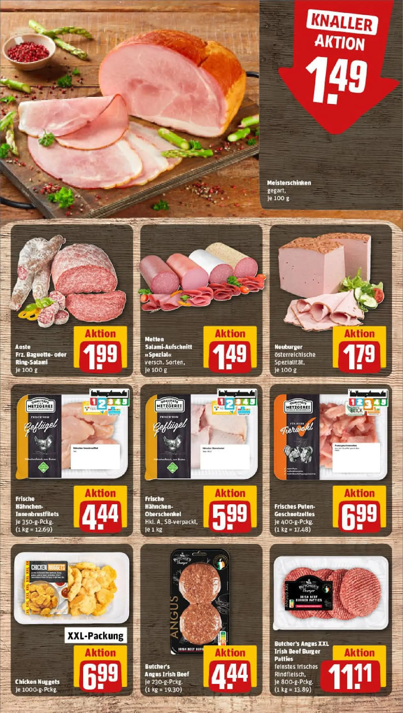 REWE Prospekt ab 04.01.2026 zum Blättern » Angebote | Seite: 8 | Produkte: Hahnchen, Baguette, Salami, Rindfleisch