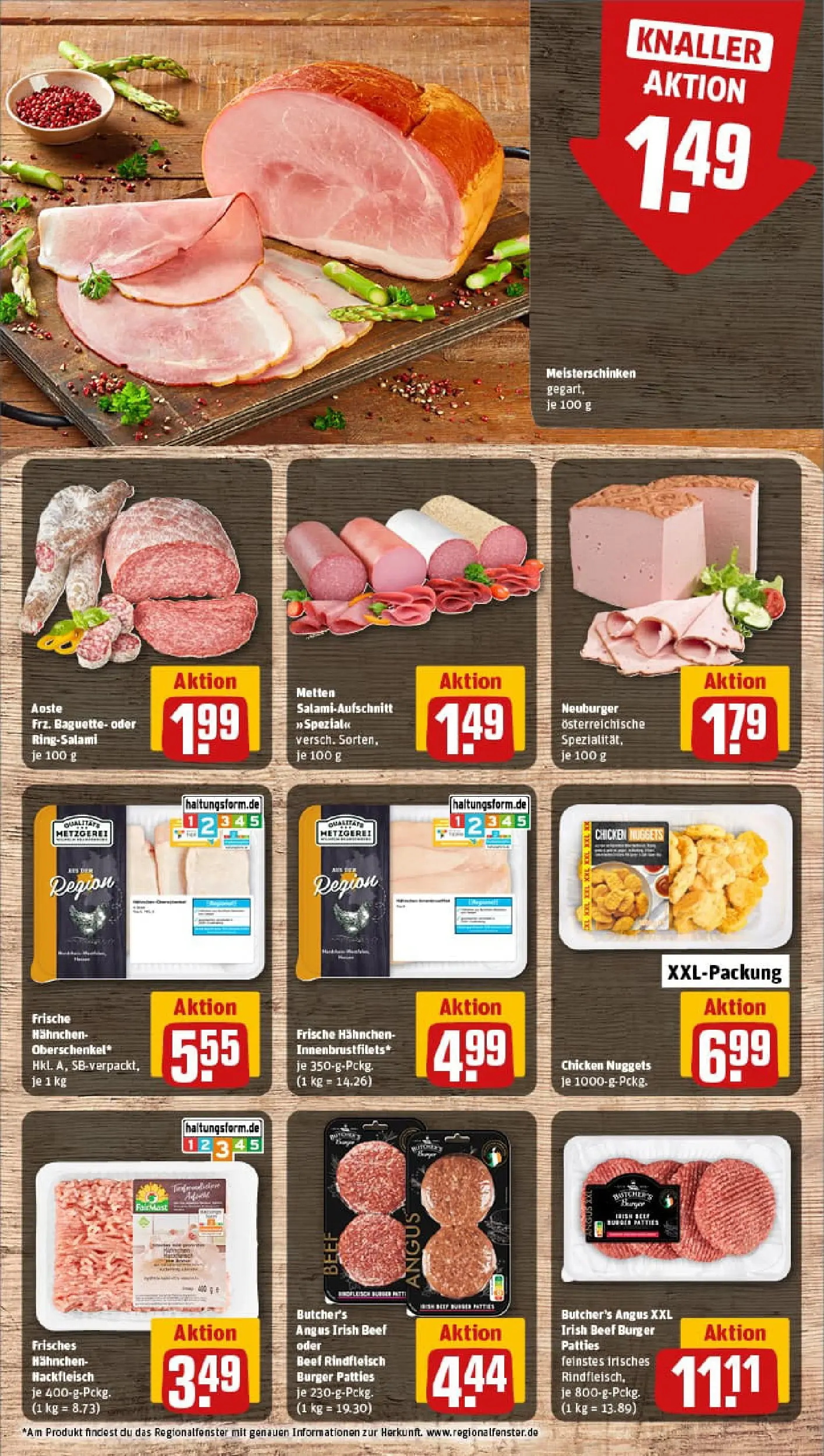 REWE Prospekt ab 04.01.2026 zum Blättern » Angebote | Seite: 8 | Produkte: Hahnchen, Baguette, Salami, Hackfleisch