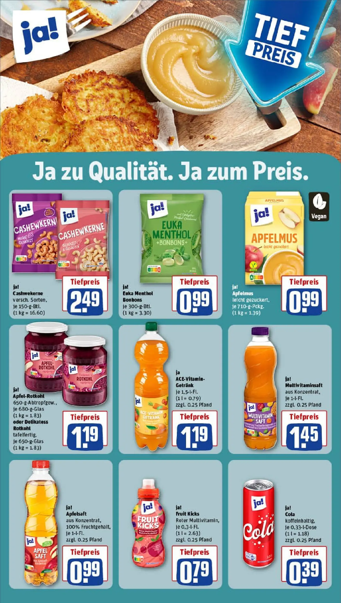 REWE Prospekt ab 04.01.2026 zum Blättern » Angebote | Seite: 14 | Produkte: Rotkohl, Apfelsaft, Apple, Saft