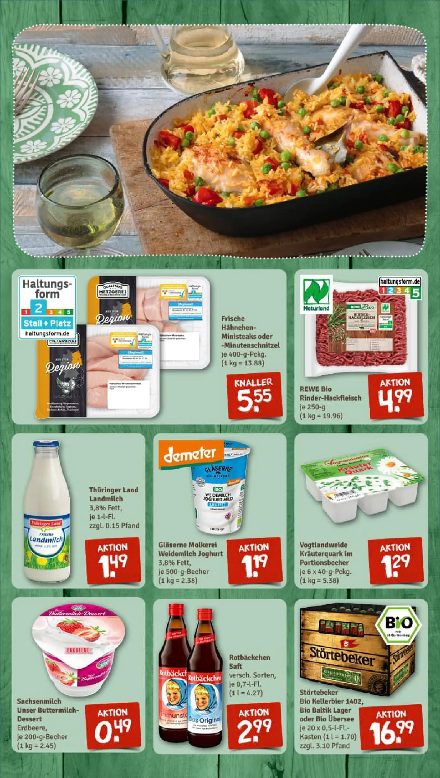 REWE Prospekt ab 04.01.2026 zum Blättern » Angebote | Seite: 10 | Produkte: Hahnchen, Quark, Joghurt, Saft