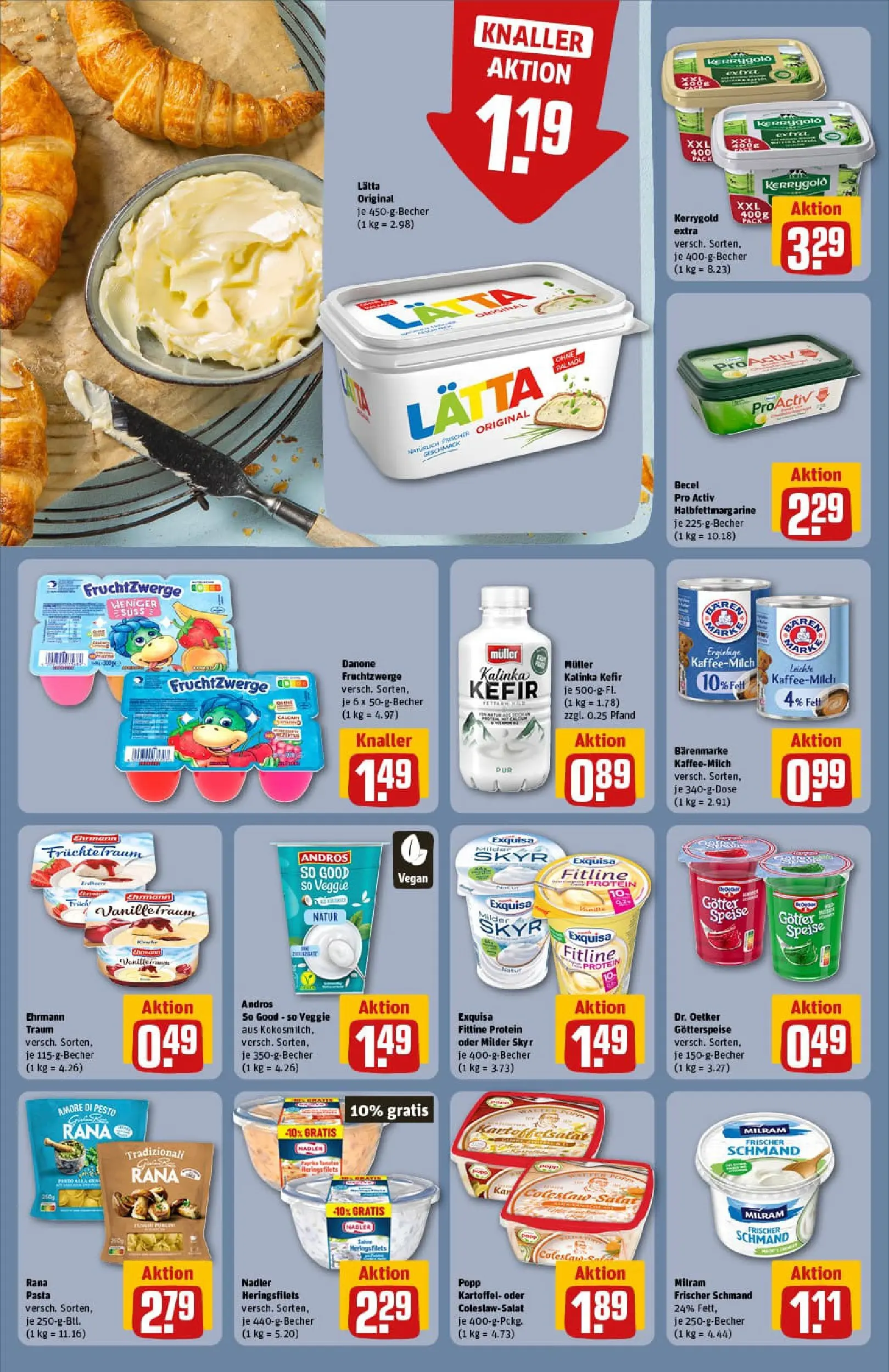 REWE Prospekt ab 04.01.2026 zum Blättern » Angebote | Seite: 14 | Produkte: Fruchtzwerge, Skyr, Exquisa, Milram